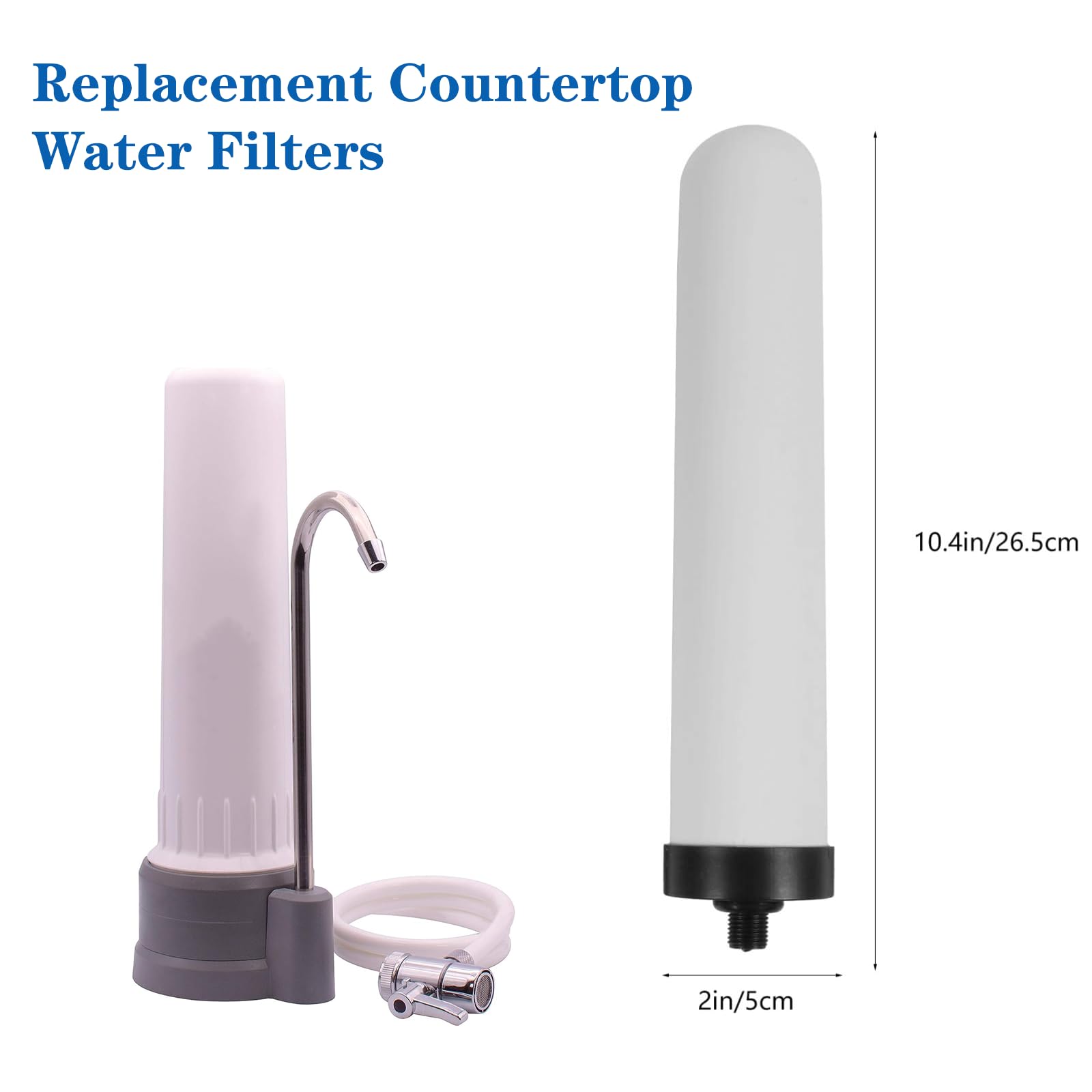 Filtros de agua de cerámica de repuesto de 10 pulgadas para cocina, filtro de encimera de 4 etapas, cartucho de vela lavable de 10 pulgadas y filtración de cerámica de cúpula de casa, paquete