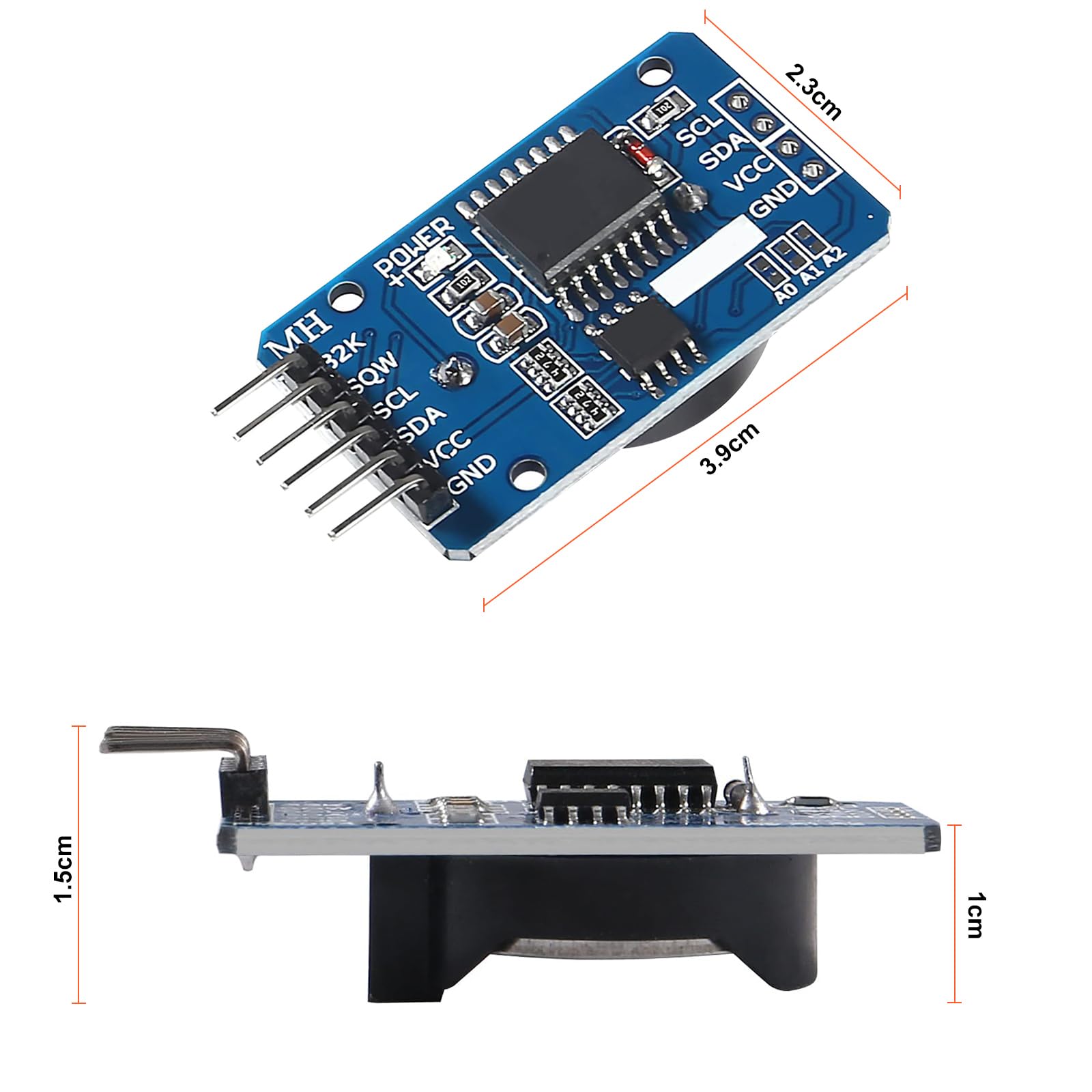 RTC IIC Modulo Precision Clock,QIQIAZI Tempo Reale Modulo Orologio RTC Sensore con Batteria compatibile con Arduino
