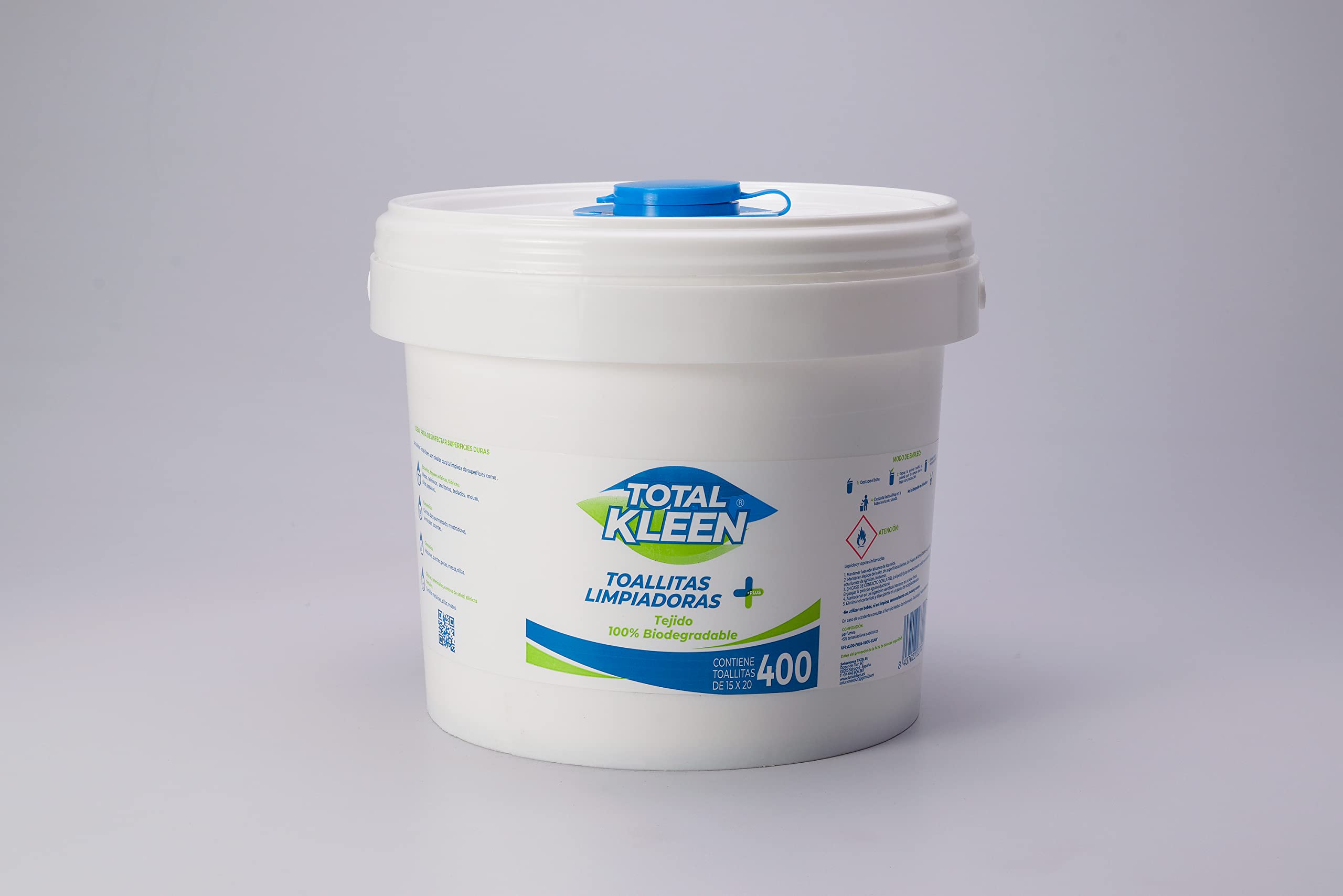 Toallitas Limpiadoras de Superficies, Biodegradable, Cubo con 400 Piezas de 15 x 20
