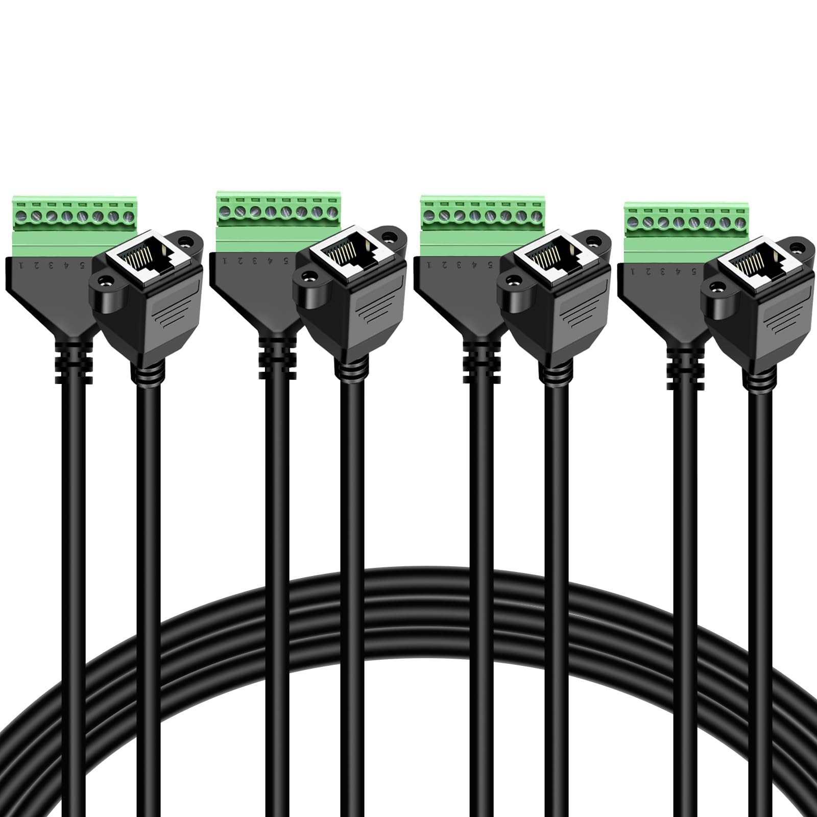 DQLIOWUO 4 connettori da 0,3 m RJ45 femmina a terminale a vite a 8 pin per estensore Ethernet Cat7 Cat6 Cat5e Cat5, cavo di prolunga AV CCTV UTP DVR