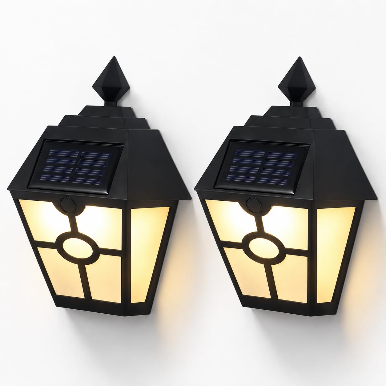 MUCKLILY Solar Powered Hexagon Wall Light Outdoor Wall Mounted Light for Garden Corridor Balcony and Yard Warm White Solar Lights Outdoor 2 Pack