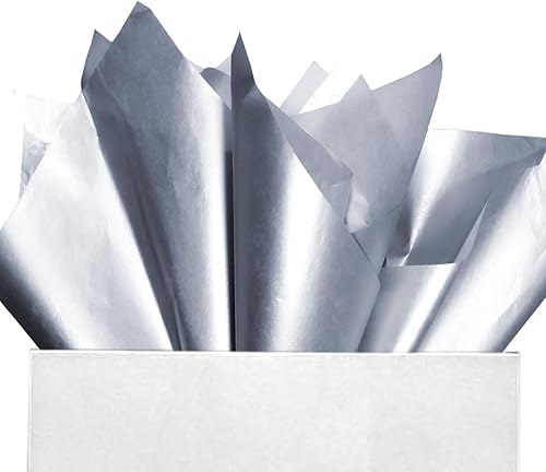 100 hojas de papel de seda plateado Artdly 12 x 20 pulgadas, papel de regalo plateado a granel para bodas, cumpleaños, proyectos DIY, envoltorios,