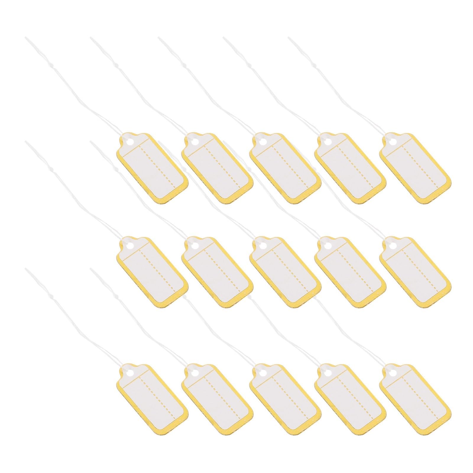 Lot de 500 étiquettes de prix rectangulaires avec ficelle - En carton rigide - Finition feuille d'or - Avec anneau de ficelle pour vêtements, bijoux, étiquettes vierges