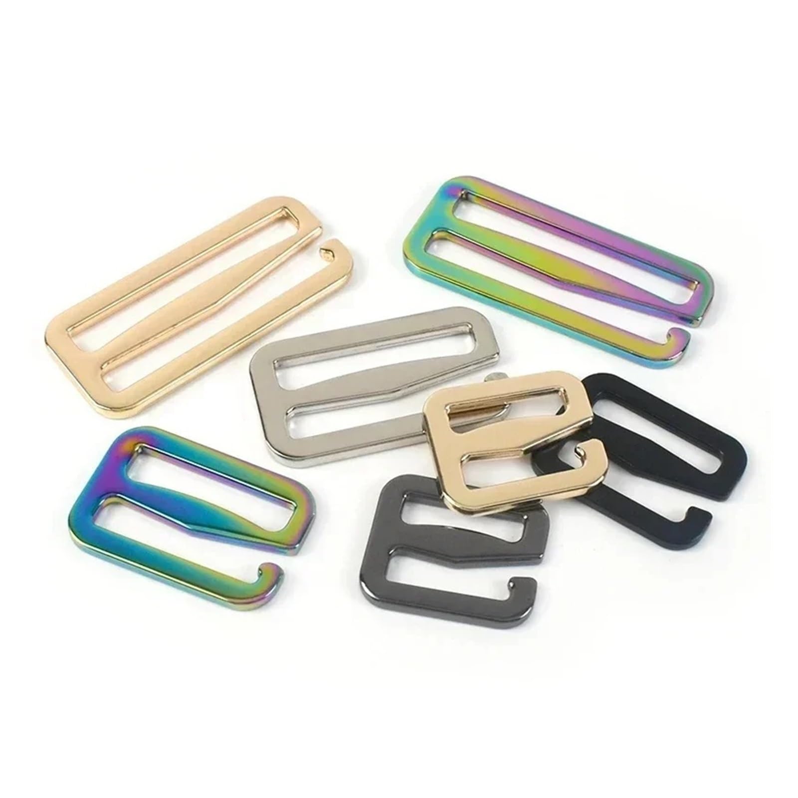 Metalowa klamra przesuwna, 5/10 szt. 20-50 mm metalowy haczyk z regulacją klamry do paska torby i biustonosza(Silver,50mm-10Pcs)