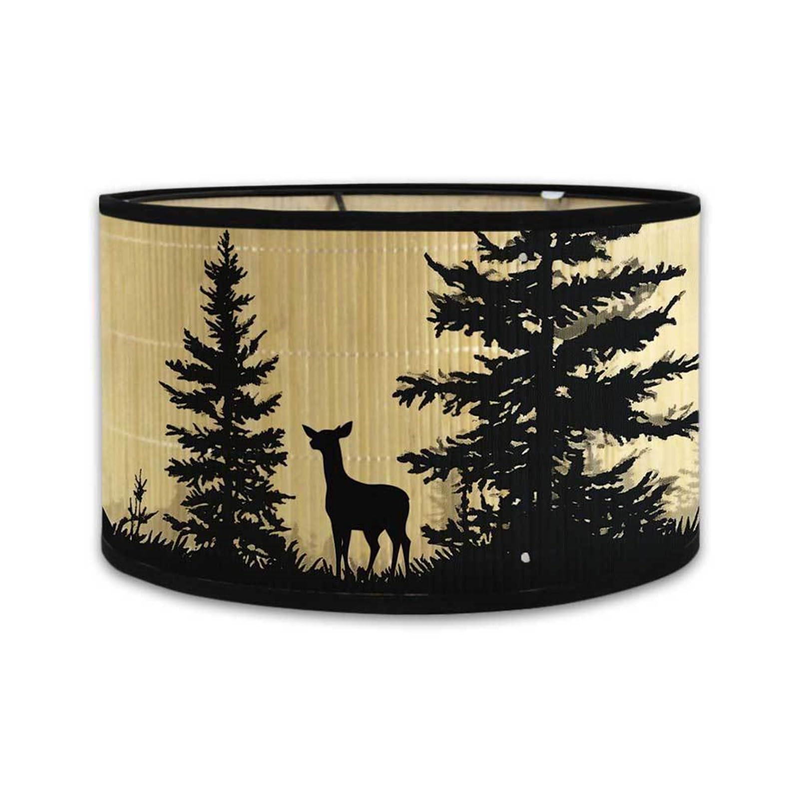 Morbuy Bamboo Lampshade for Table Lamps, Forest Deer Print Light Shades Bedside Light Lamp Shades for Wall Bedside Table Floor (Beige) — image 1