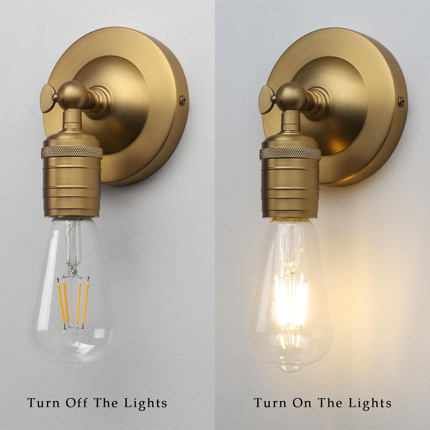 Phansthy Vintage Light Fixture Single Sconce Light Simple Industrial Wall Sconce Lighting Wall Mount Lamps Decorative Wall Lighting for Kitchen Living Room Hallway (Antique)