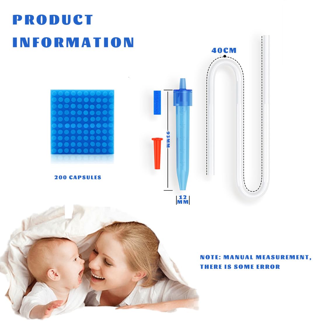 1 szt. irygator do nosa, 200 sztuk filtrów do nosa dla dzieci, aspirator do nosa dla dzieci, wielokrotnego użytku, przenośne irygatory do nosa, bezpieczny do czyszczenia nosa