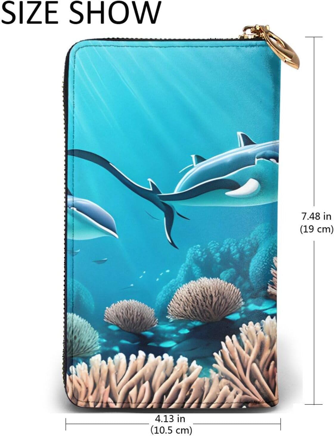 Deep Sea Whales Women's wallet, clutch wallet, with zipper, large capacity.