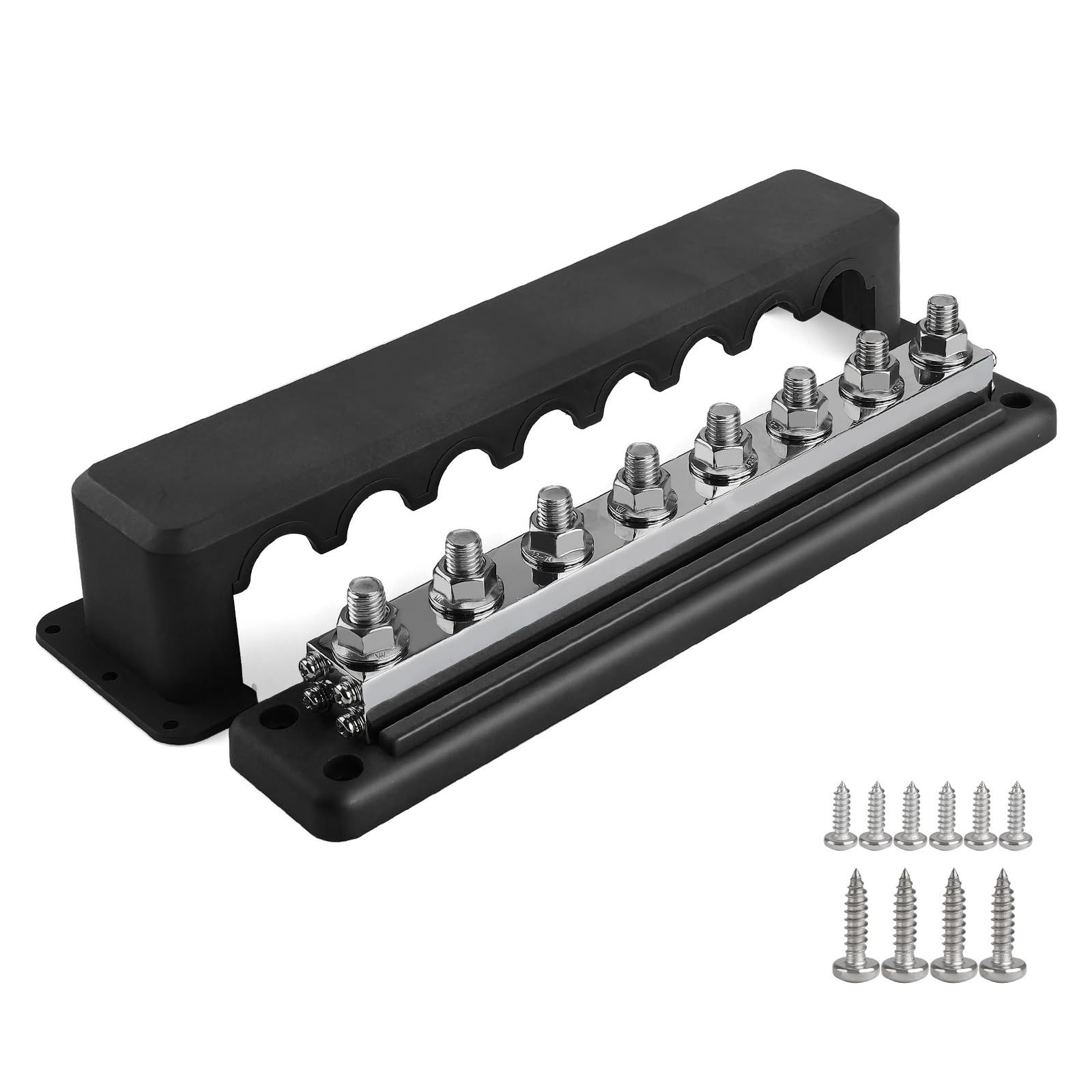 8-Pfosten Stromverteilerblock Sammelschiene Mit Abdeckung 600-A Schiffsbatterieklemmen Verteilerblock (3/8 Zoll)