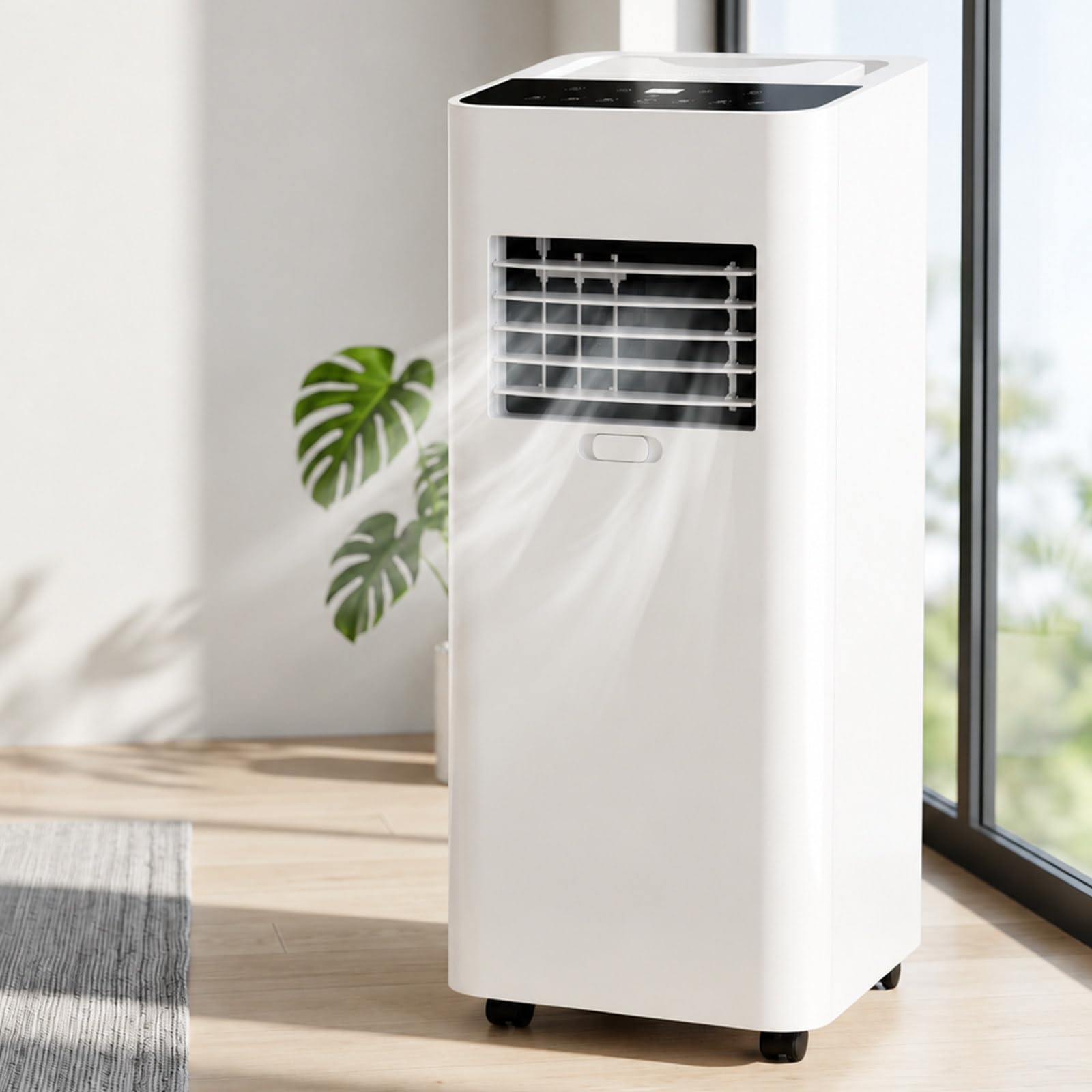Condizionatore portatile con telecomando, Rinfresca stanza fino a 20-30m² | Con modalità ventilatore e deumidificatore; include kit per finestra per una facile installazione