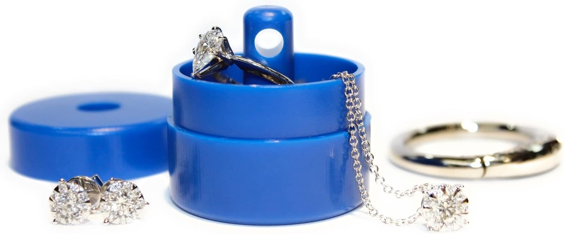 Lion Latch: As Seen on Shark Tank, Jewelry Box Case, Traveling Jewelry Holder Storage, Pill Box Keychain Container, Single - Blue
