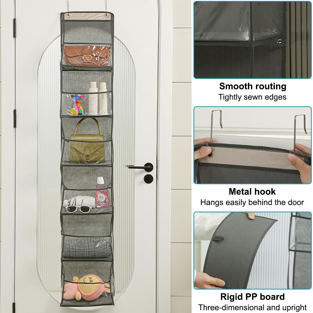 YqsIbth Over Door Storage Organiser, 6-Shelf Clear Window Pockets Organizer, Bedroom Over the Door Organiser - Image 3