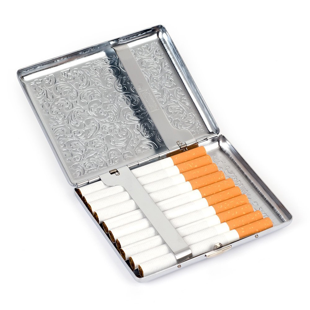Amazon.com: Pure Copper Embossed Arabesque Metal Cigarette Case Cardcase  for 100's Cigarettes (Silver) : Health & Household