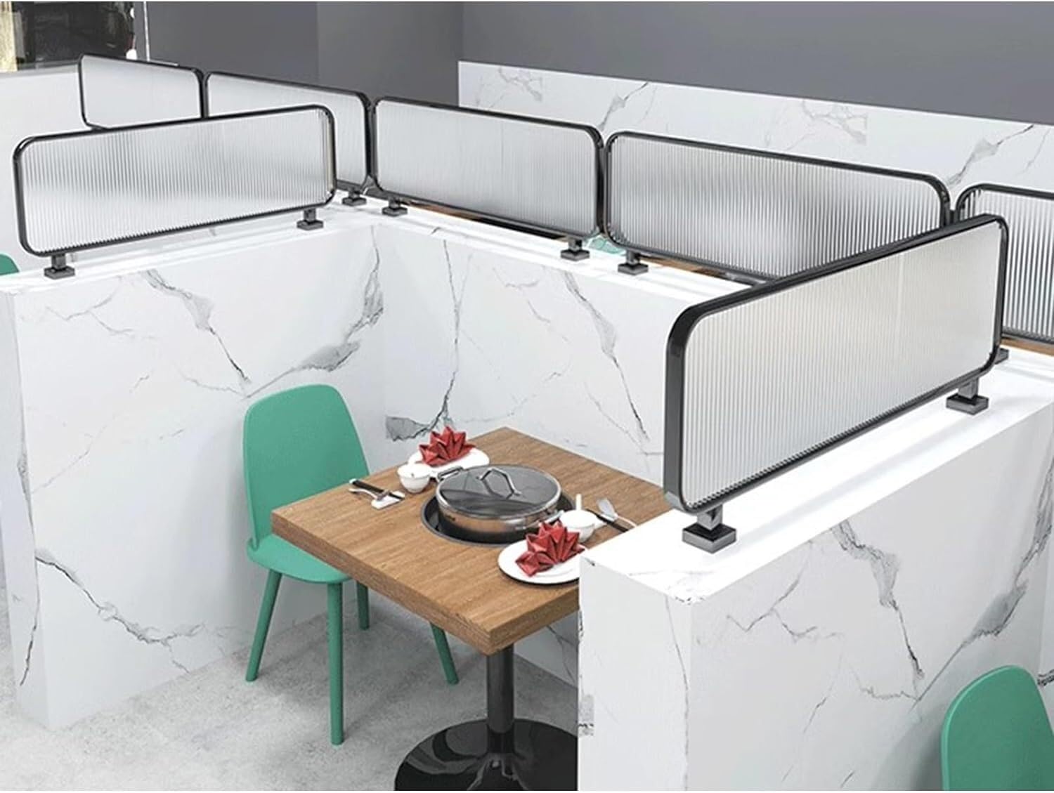 LW Przegrody do jadalni, czarne paski, przegrody na biurko do restauracji i biur, separator blatu 50 x 80 cm, niski płot