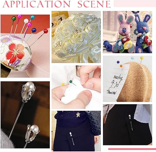 Miniatura 5 de PH PandaHall 40 alfileres de ramo de flores de diamantes de imitación de 1.693 in, ramilletes, alfileres de cabeza floral, alfileres largos con