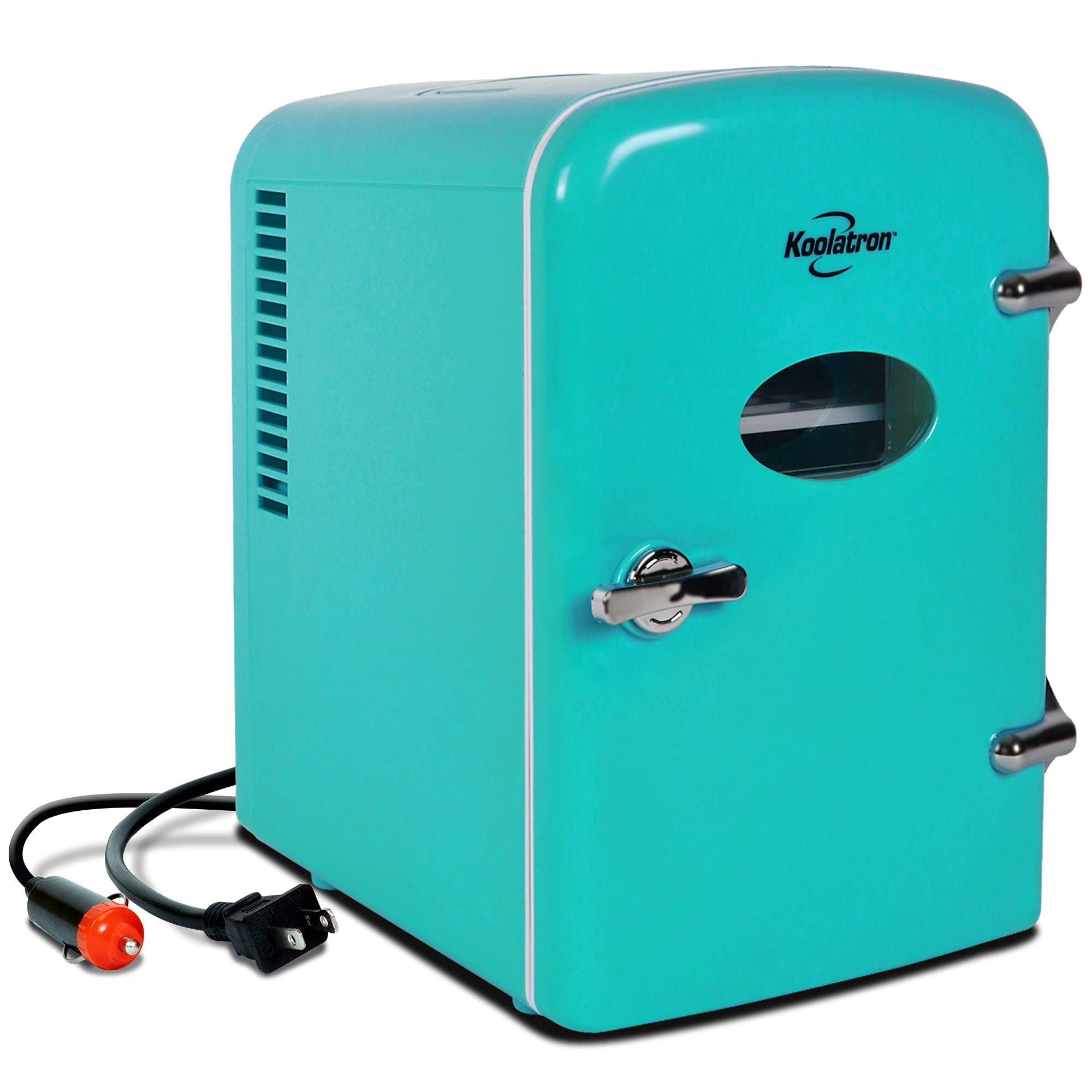 Koolatron Retro Portable Mini Fridge 4 Liter/6 Can AC/DC Thermoelectric Cooler for Skincare, Cosmeti