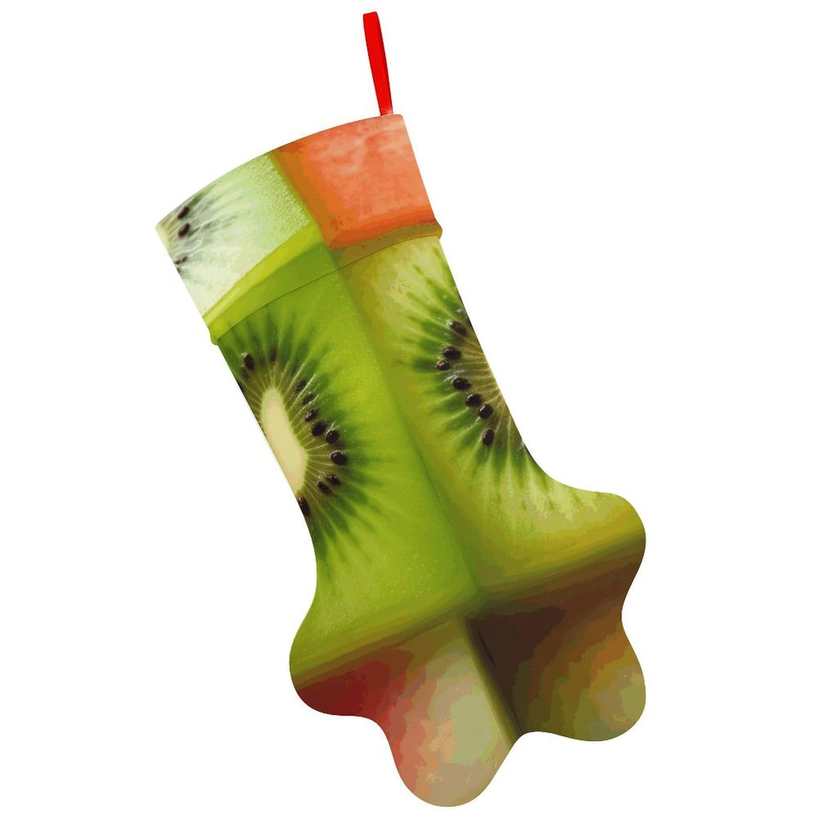 Kiwi Watermelon Christmas Stocking Soft Comfortable Christma Sornaments Stocking Cute All-Printed Dog-Paw Stockings for Xmas Eve Party Fireplace Tree Gift Decoration