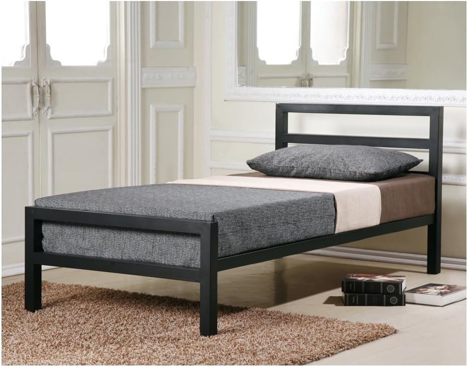 Time Living 3ft Single Bed Black Metal - City Block Bed Frame Only by Time Living