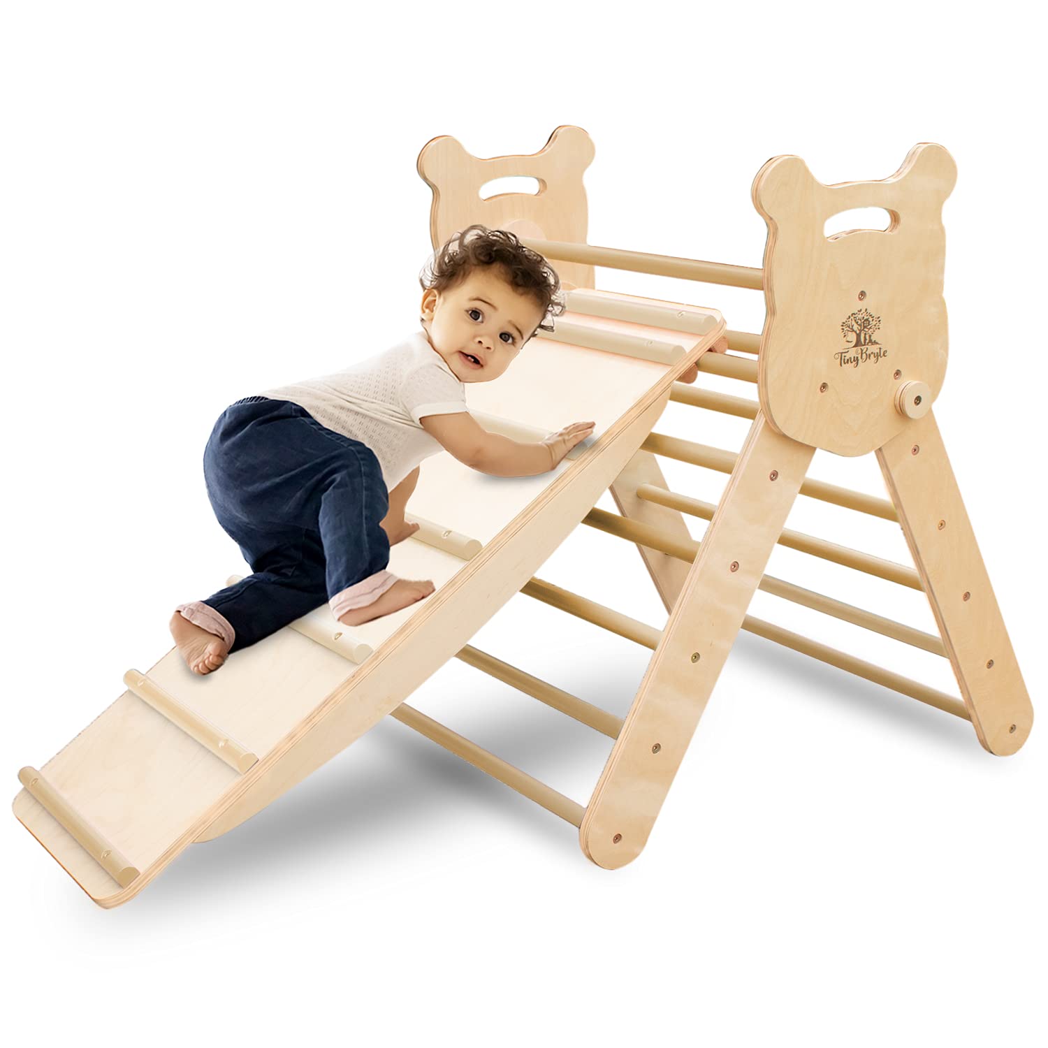 Buy TinyBryte Foldable Pikler Triangle Climber with Ramp/Slide, Montessori Climber Toys with 3