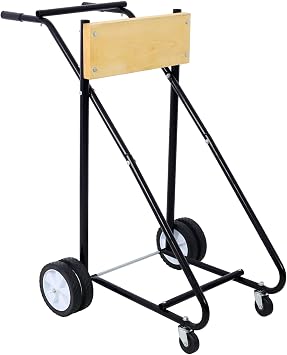 Outboard Boat Motor Stand with Wheels, Heavy Duty Outboard Motor Stand Cart w/315lbs Weight Capacity, Engine Carrier Cart Dolly for Storage Movable Motor Stand for Easy Carriage Wood