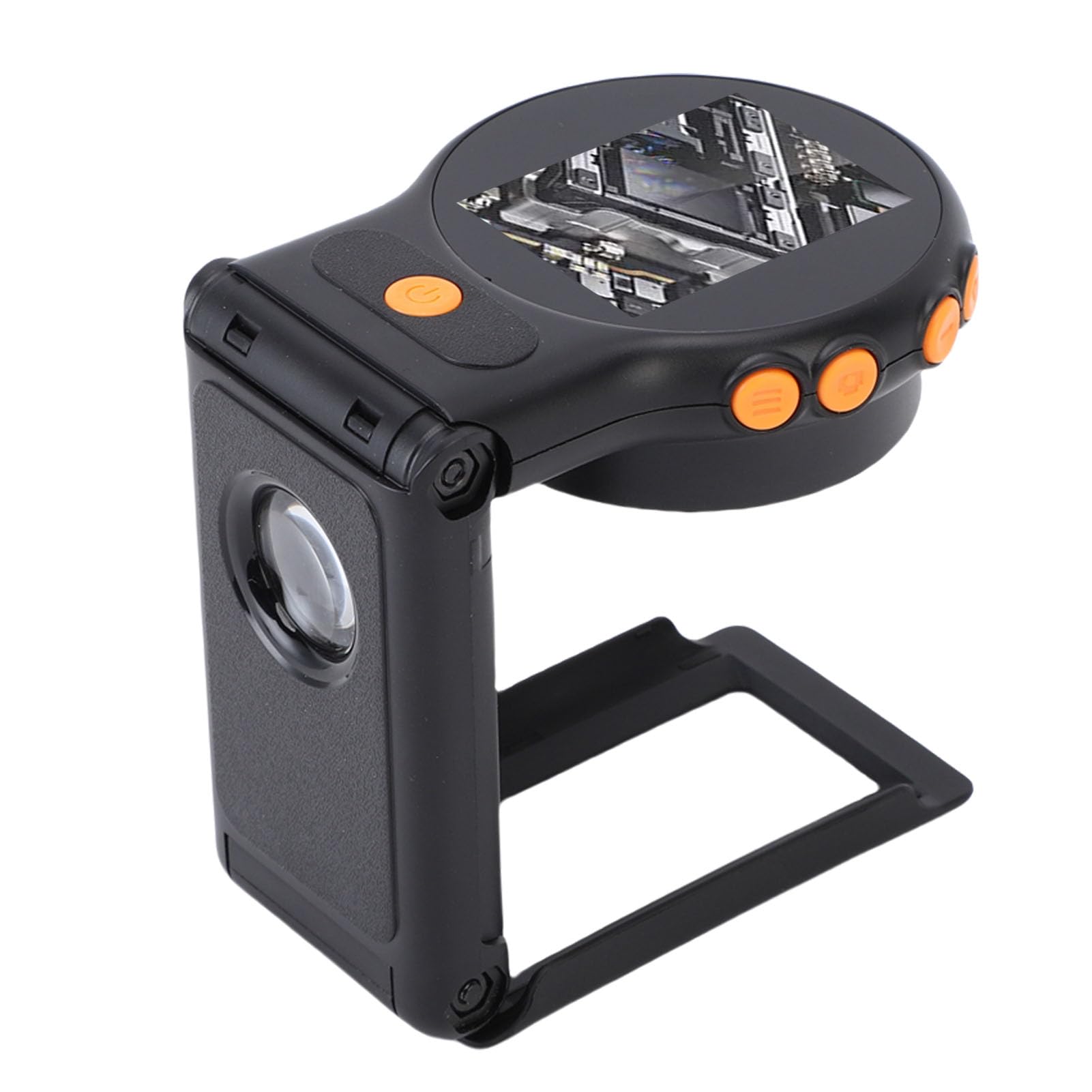 Foldable Digital Microscope, Handheld Magnifying Glass 500X Magnification, 2MP Auto Focus, 2 Inch 178 Wide Screen, 8 Adjustable LEDs, Industrial Metal Stand for PCB Repair