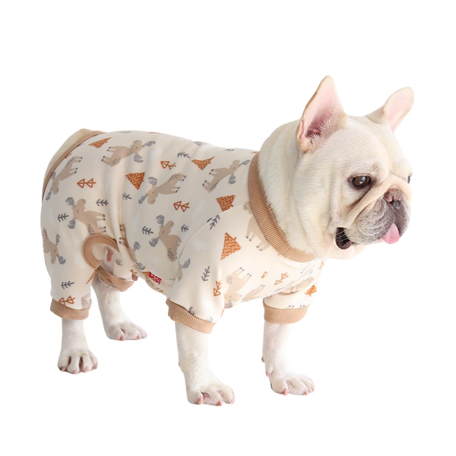 BT Bear Fat Dog Clothes,Autumn Winter Soft Warm Dog Pajamas Jumpsuit Pug Bulldog Onesies Clothes Costume for Cats Puppy Small Dogs Medium Dogs (Light Brown