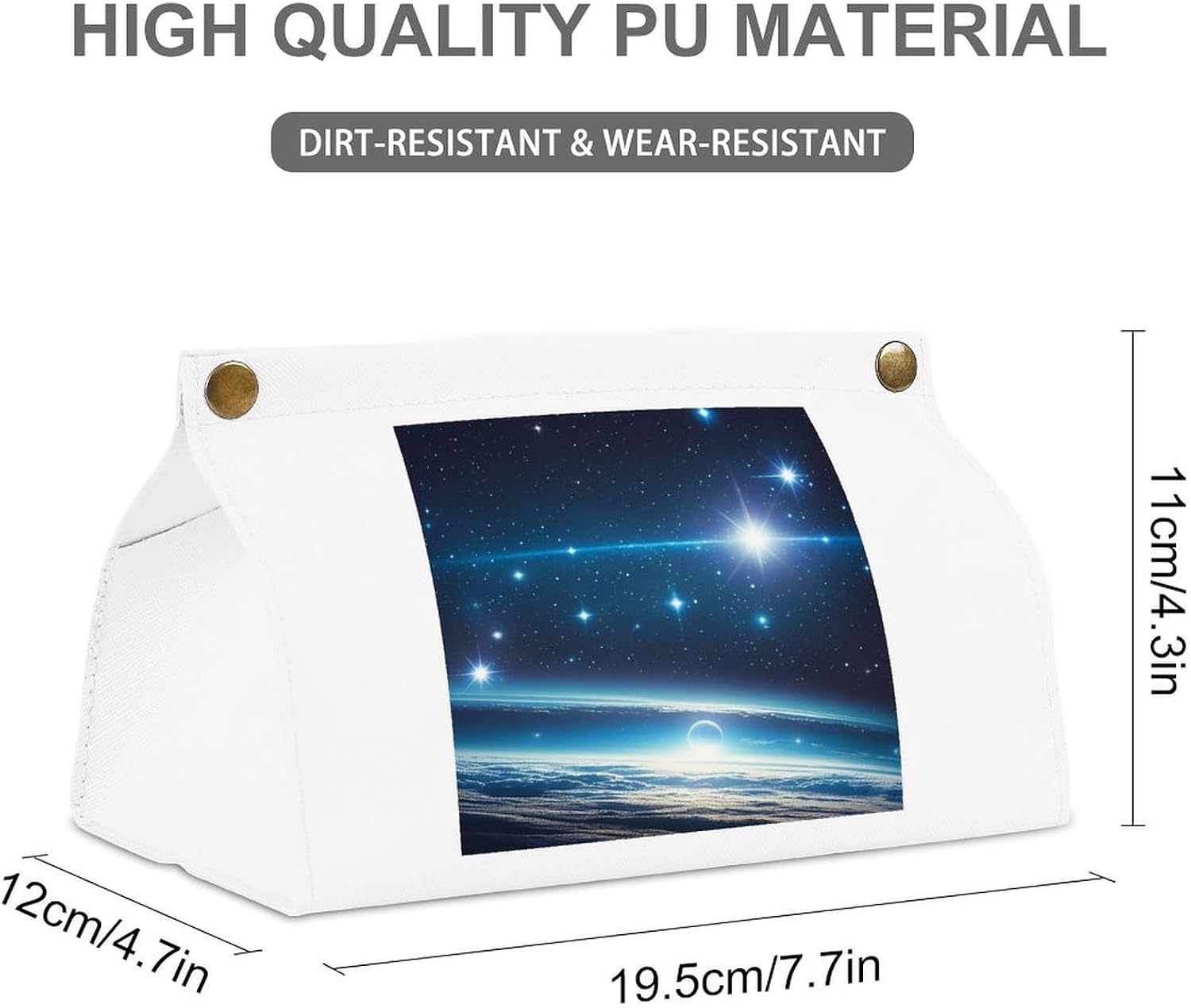 Decorative PU Tissue Paper Holder Astronomical Art Printed Tissue Box Cover Napkin Tissues Organizer Home Decor for Bathroom Night Stands Desk Car Dining Table image 2
