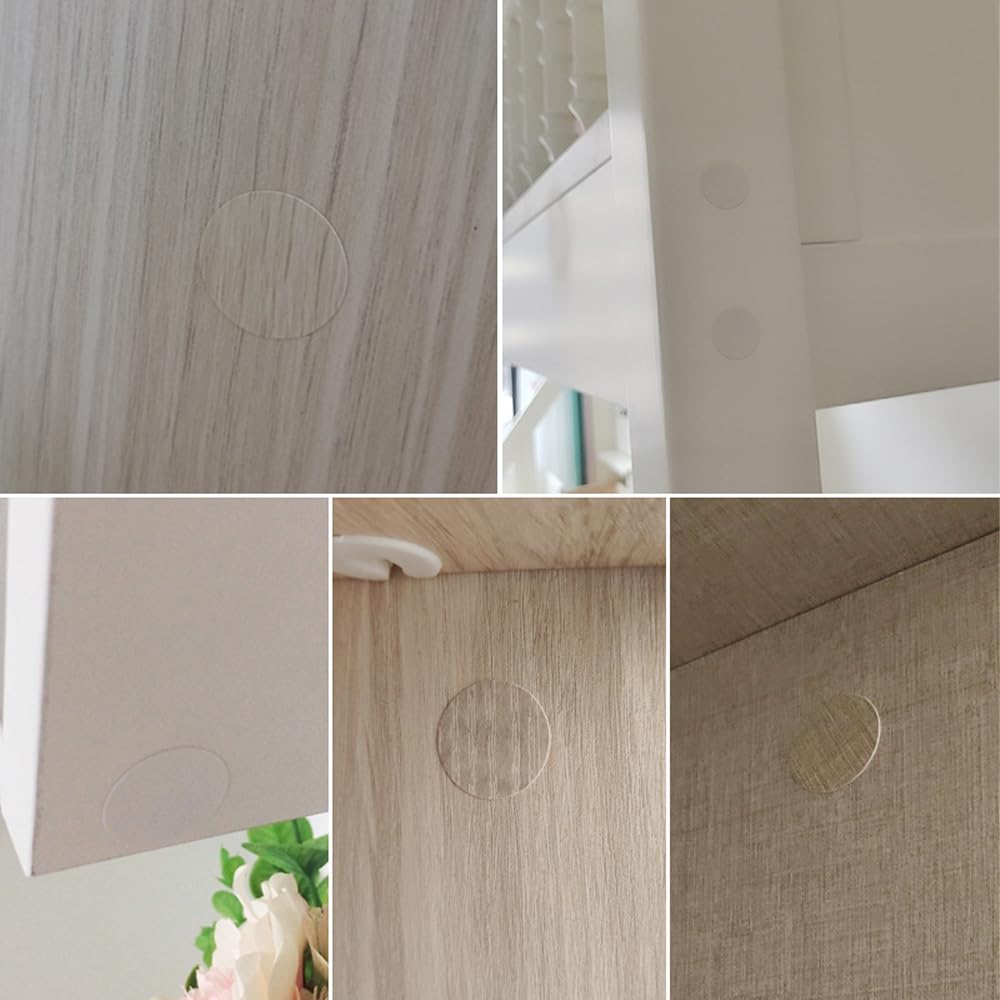 WWYSSZ Schroefafdekking, 972 stuks/18 kleuren, zelfklevende afdekkappen, schroefgatstickers, 21 mm, rond, boorgatafdekking met houtnerf en effen kleur, waterdichte afdekkappen voor meubels