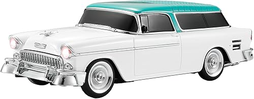 Altavoz Bluetooth retro clásico modelo de coche con luz ambiental LED, emparejamiento estéreo TWS, ruedas móviles, sonido HD, altavoz inalámbrico