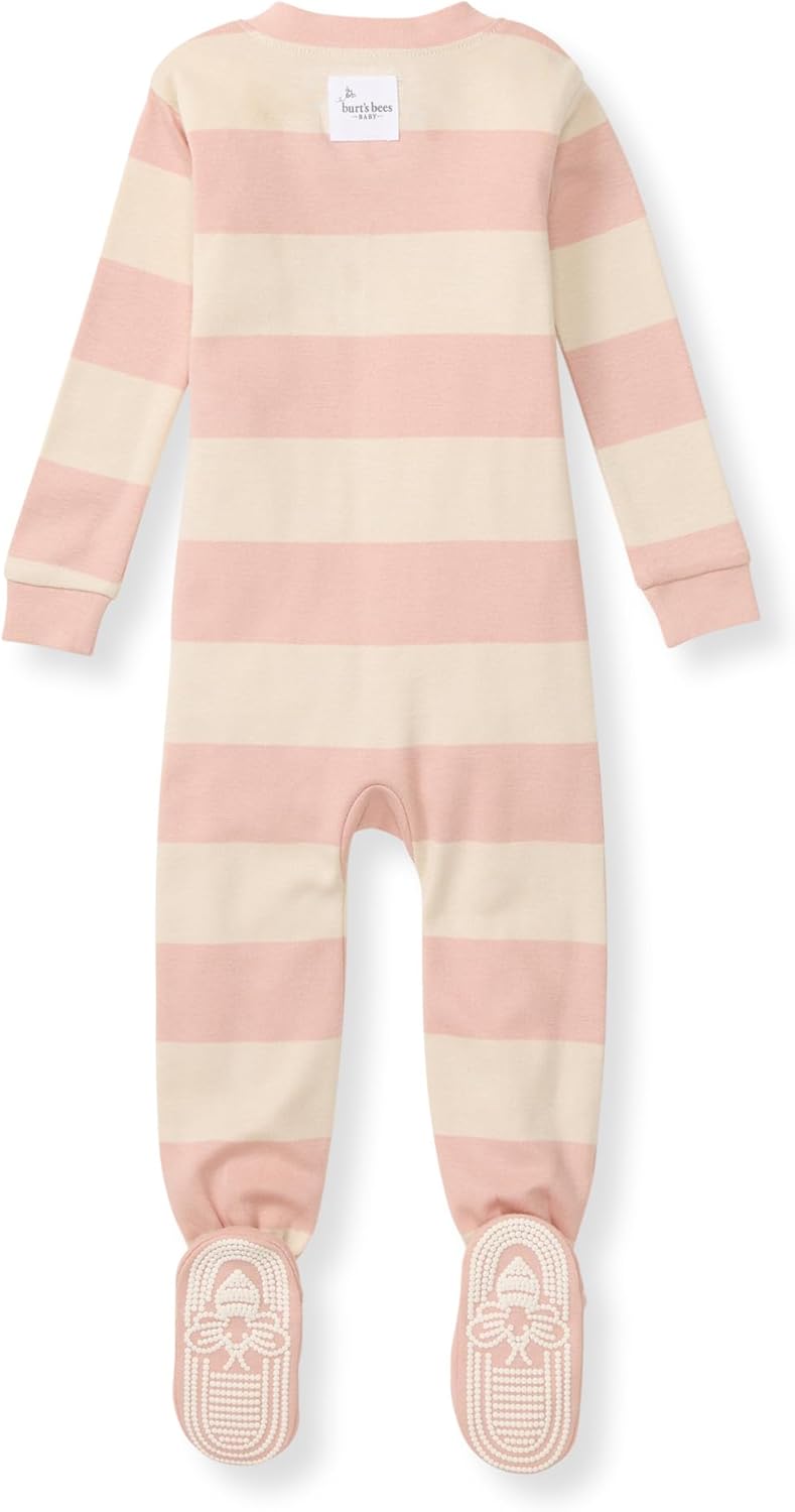Burt's Bees Baby Baby Girls Sleeper Pajamas, 100% Organic Cotton, One-piece PJs, Diagonal Zip Up Jumpsuit, Snug Fit Footie - Image 2
