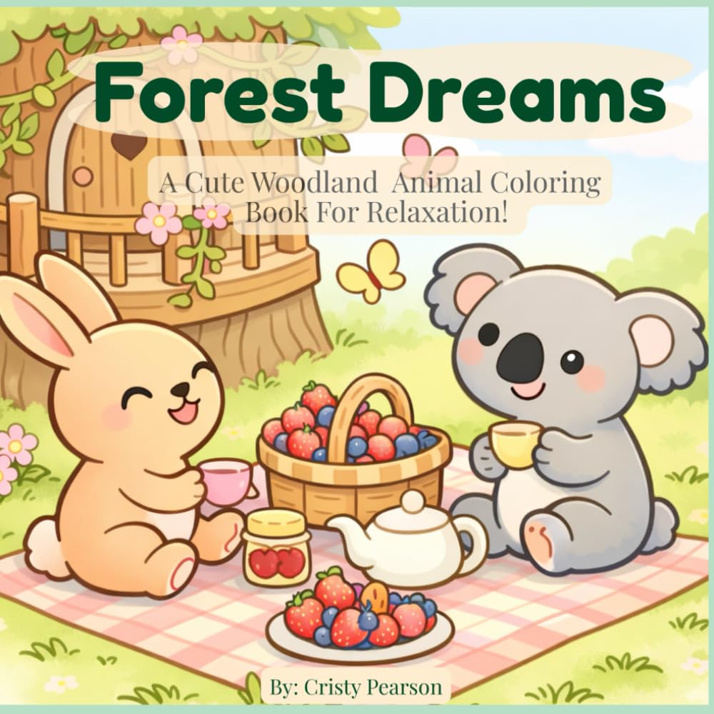 “Cozy Forest Friends Coloring Book for Kids: 30 Whimsical Woodland Scenes with Owls, Sloths, Bunnies & Koalas for Ages 4–8”: A Delightful Collection ... Treehouses, Mushrooms, and Forest Fun!