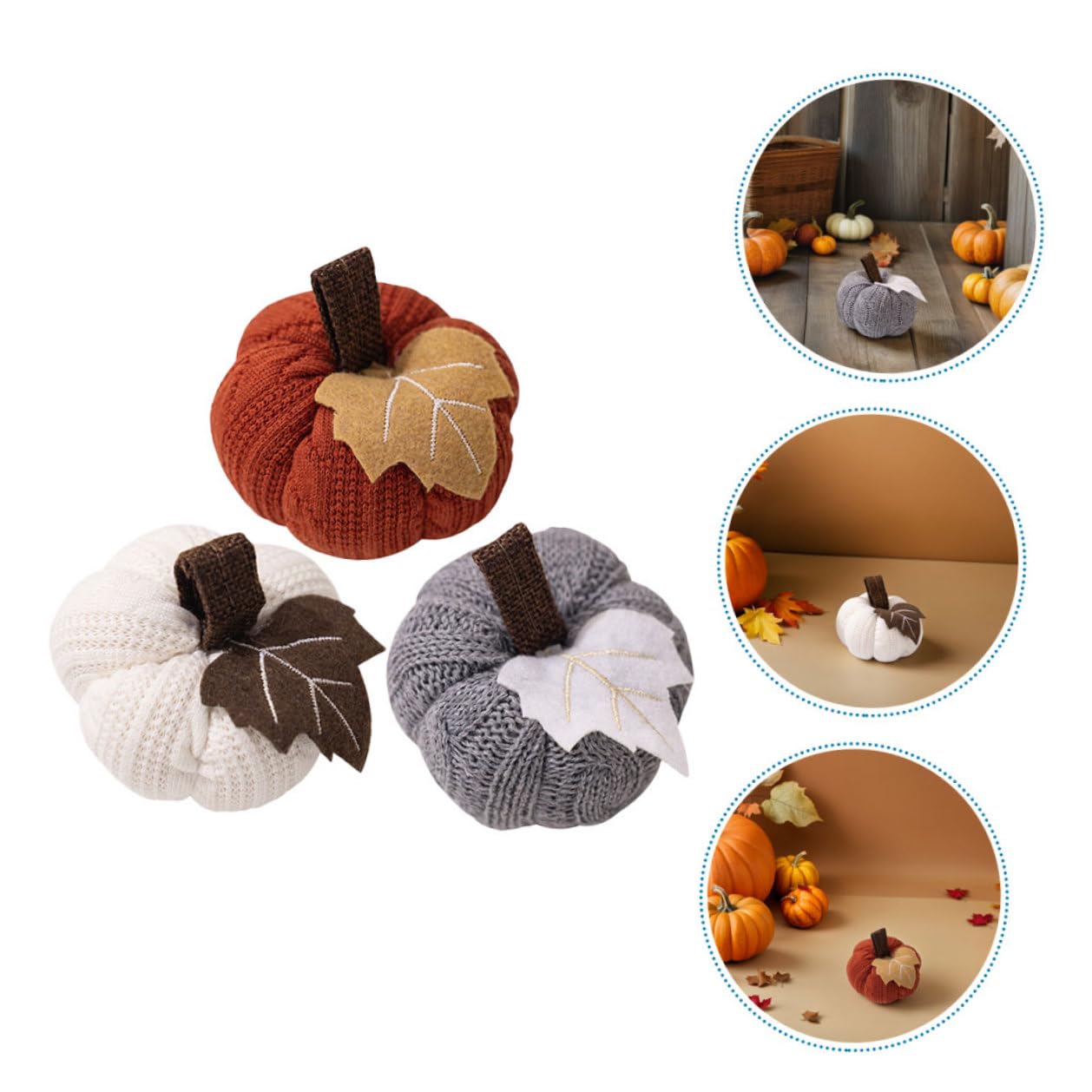 6stücke Strickkürbisse Mini für Herbstdeko Kunstkürbisse Gestrickt Dekokürbisse Landhausstil Künstliche Kürbisdeko für Tischschmuck