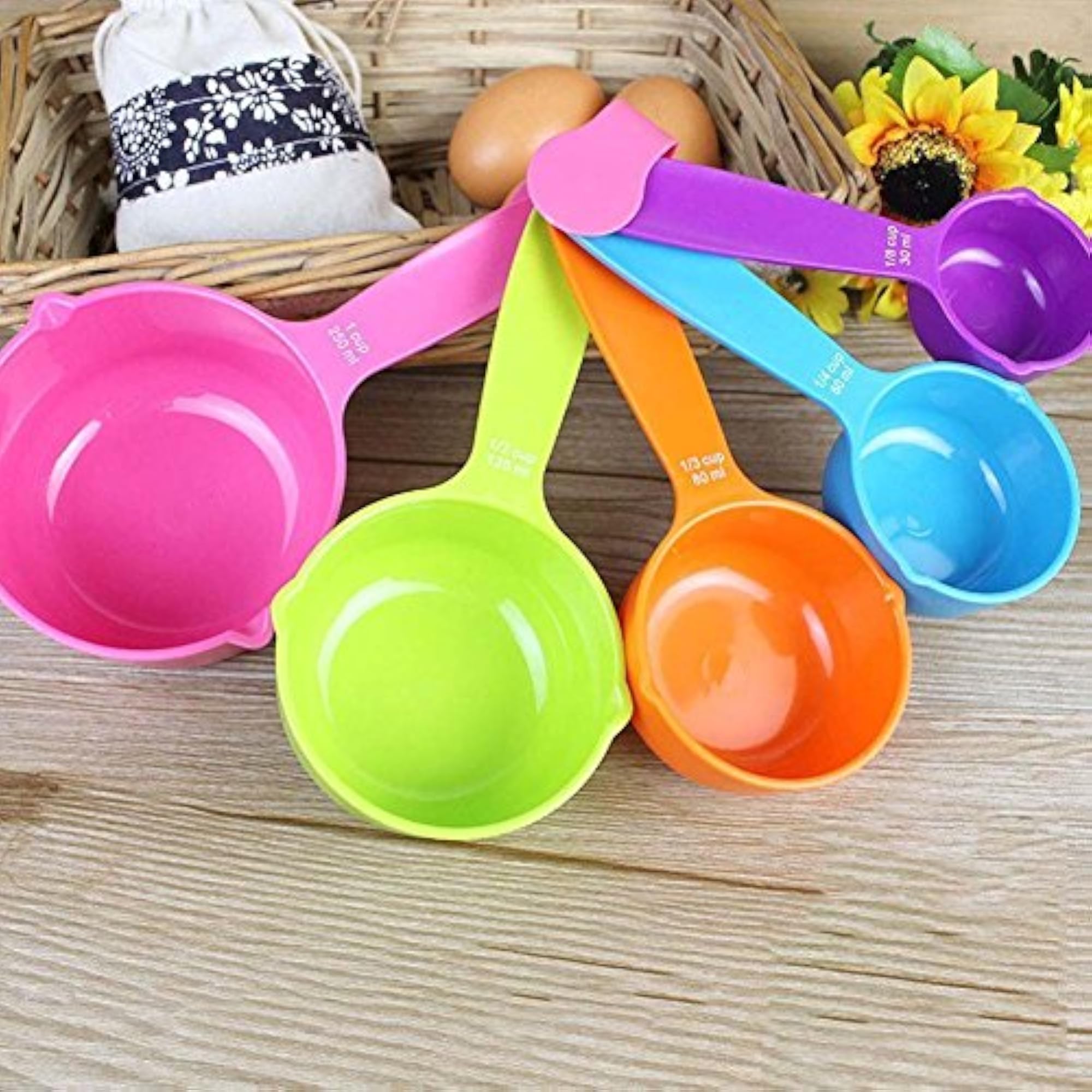 Colorful Plastic Measuring Cup and Spoon Set, 10-Piece