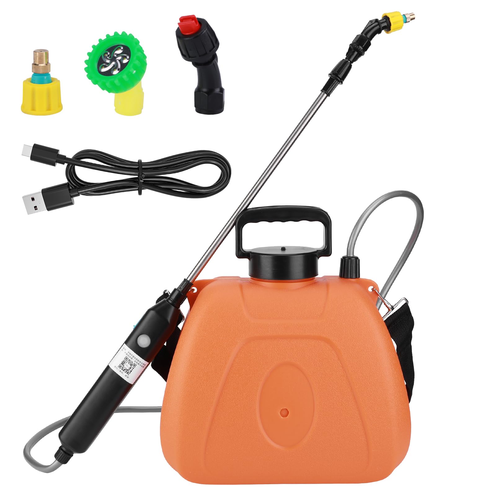 Pompa Irroratrice a Batteria da 8L Spruzzatore Elettrico 3 ugelli per nebbia, Spruzzatore Portatile USB ricaricabile per piante da giardino, spruzzatore da giardino con tracolla regolabile