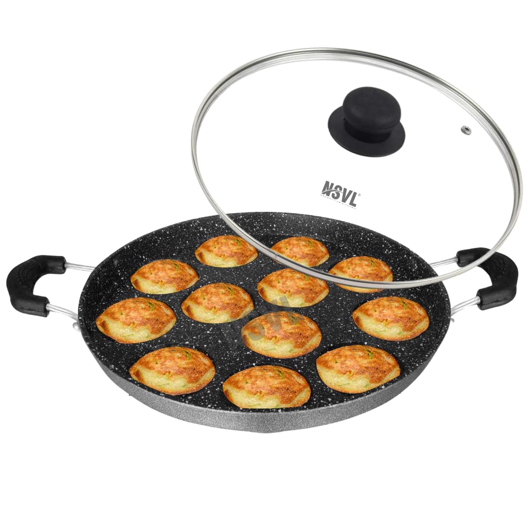 Nsvl Heavy-Base Non-Stick 12 Cavity Appam Patra with Glass Lid | Appam Maker | Appam Patra | Appam pan | Litti Maker | Appe Stand (B0DCD9YXRJ) Amazon Price History, Amazon Price Tracker