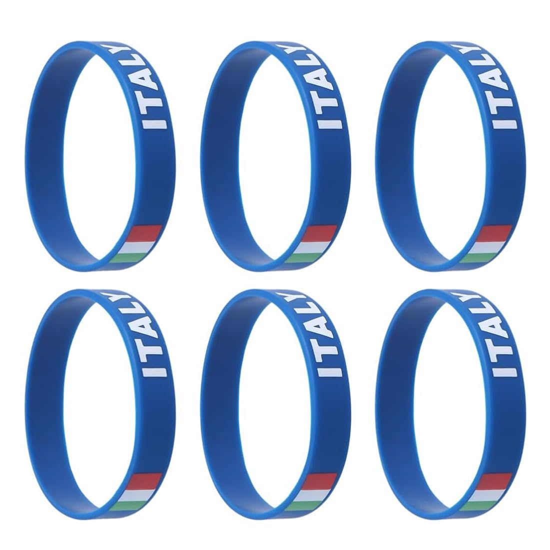 6 Pezzi Figc Italia Braccialetti In Gomma Ufficiali Nazionale Italiana, Braccialetto Con Bandiera Nazionale Figc Italia Official Bracelets In Rubber, Silicone Per Feste(D)