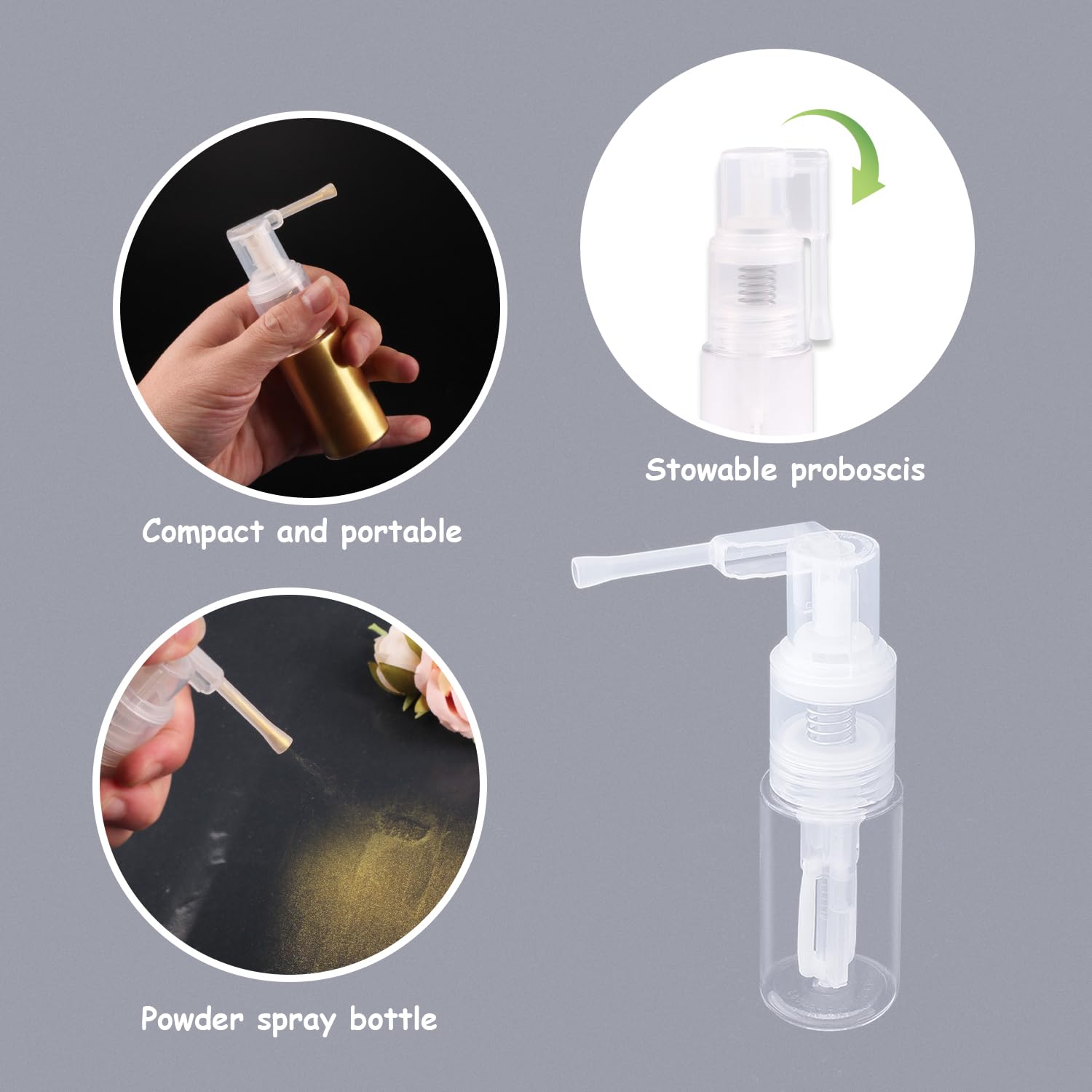 3 Flaconi Spray Per Polvere 35ml - Con Beccuccio Lungo, Portatili, Per Trucco E Spezie - Foto 5