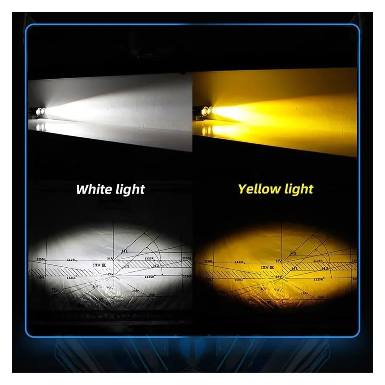 ESPYN Phares Moto Phares LED Universels Pour Moto Avec Lentille Phare Supplémentaire Pour Scooter Blanc Jaune 12v(2 pièces)