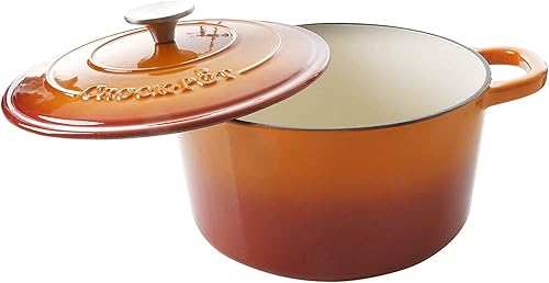 Vista 93 de Crock Pot Artisan - Horno holandés redondo de hierro fundido esmaltado de 5 cuartos de galón, color rosa rubor