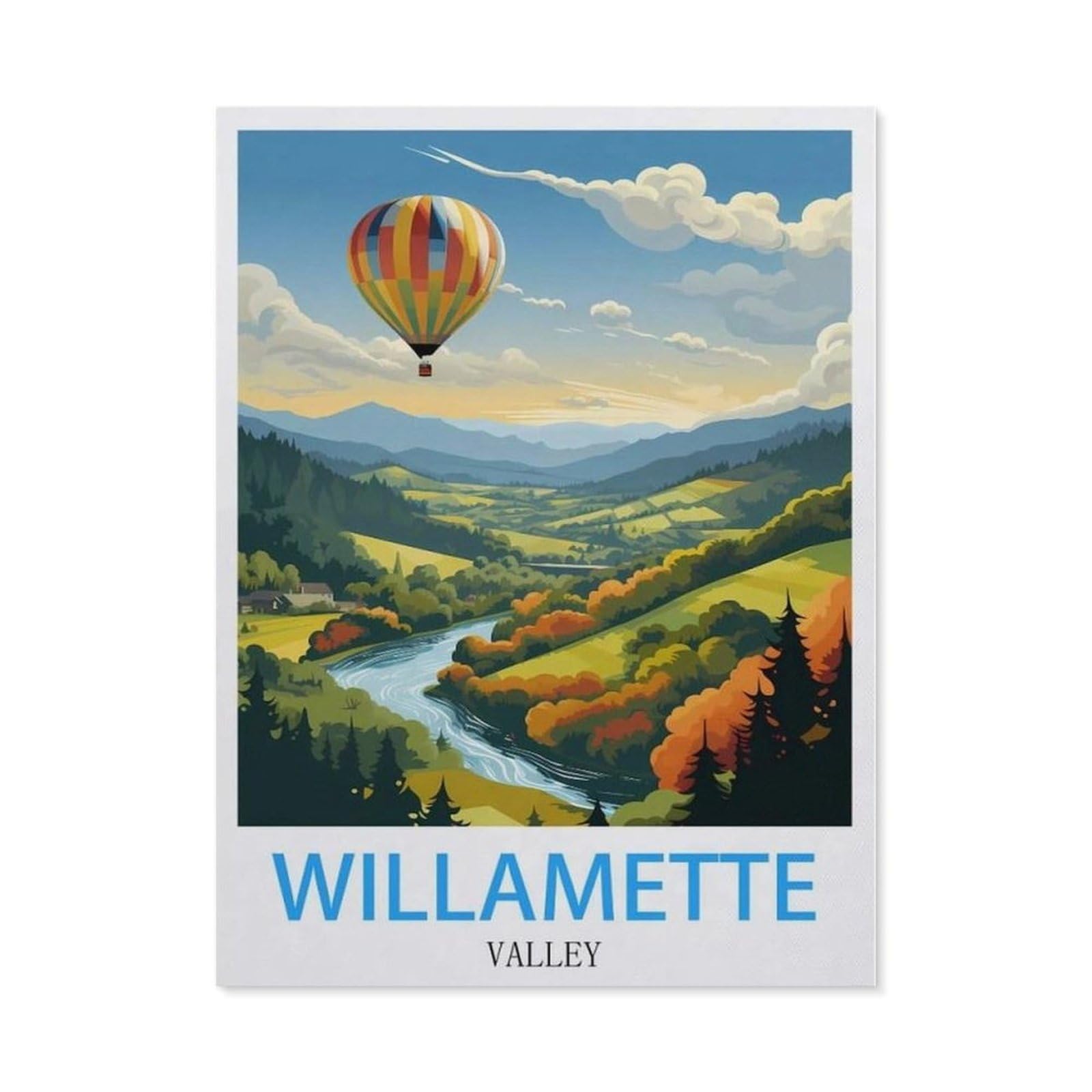 Beayodkp （30 X 40 Cm/11.81 X 15.74 Inches） 5D Diy Diamond Painting Kit，Willamette Valley Vintage Travel Posters，Crystal Mosaic Full Drill Round Diamond Painting Embroidery Accessories-Cc45