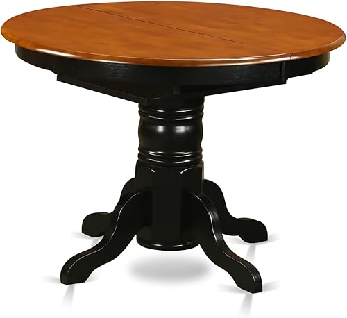 Miniatura 6 de East West Furniture AVAT7-BLK-W Juego de mesa de comedor moderno de 7 piezas consta de una mesa de madera ovalada con hoja de mariposa y 6 sillas de