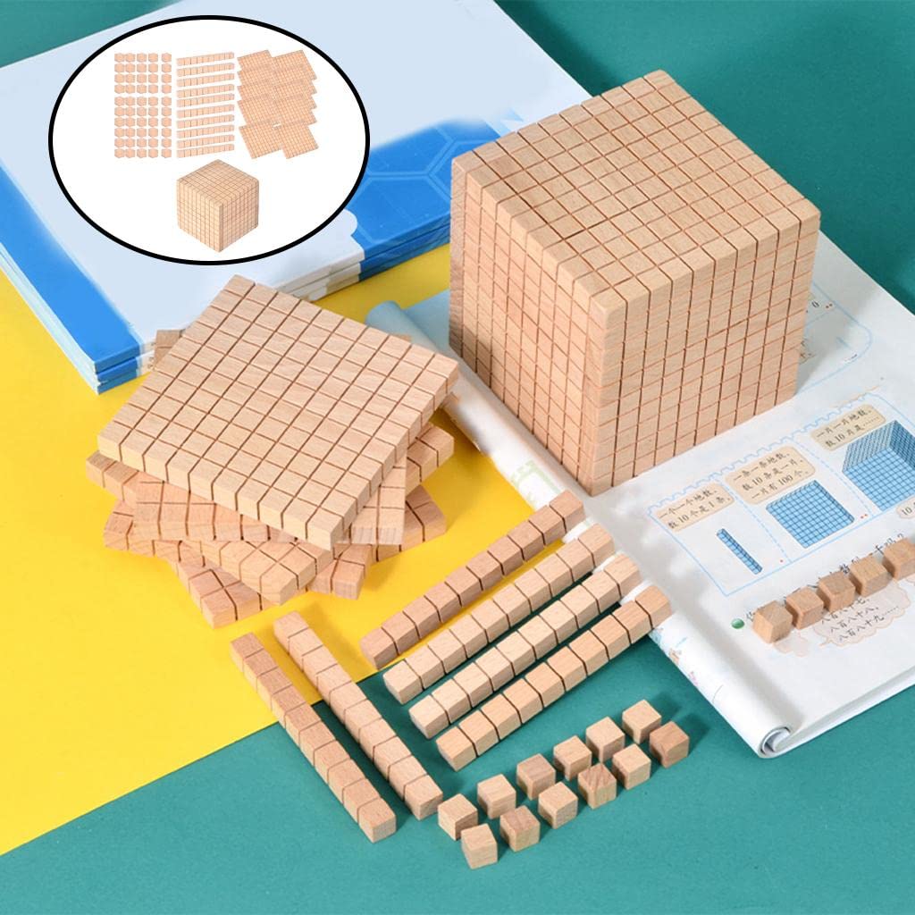 50 Piezas Bloques Base Diez Manipulativos Juego Material Madera para Niños Adecuado para Aula Escolar Enseñanza de Matemáticas Regal, Paquete C