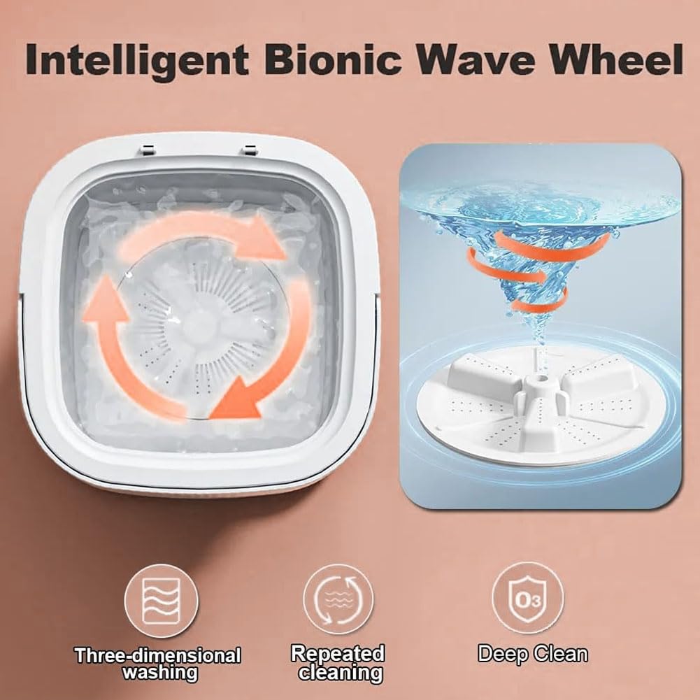 Mini Machine à Laver 10l, Machine A Laver Pliable avec Essorage 3 Modes écran Tactile pour sous-vêtements Et Chaussettes pour Appartements Camping Et Voyages Khaki 40W