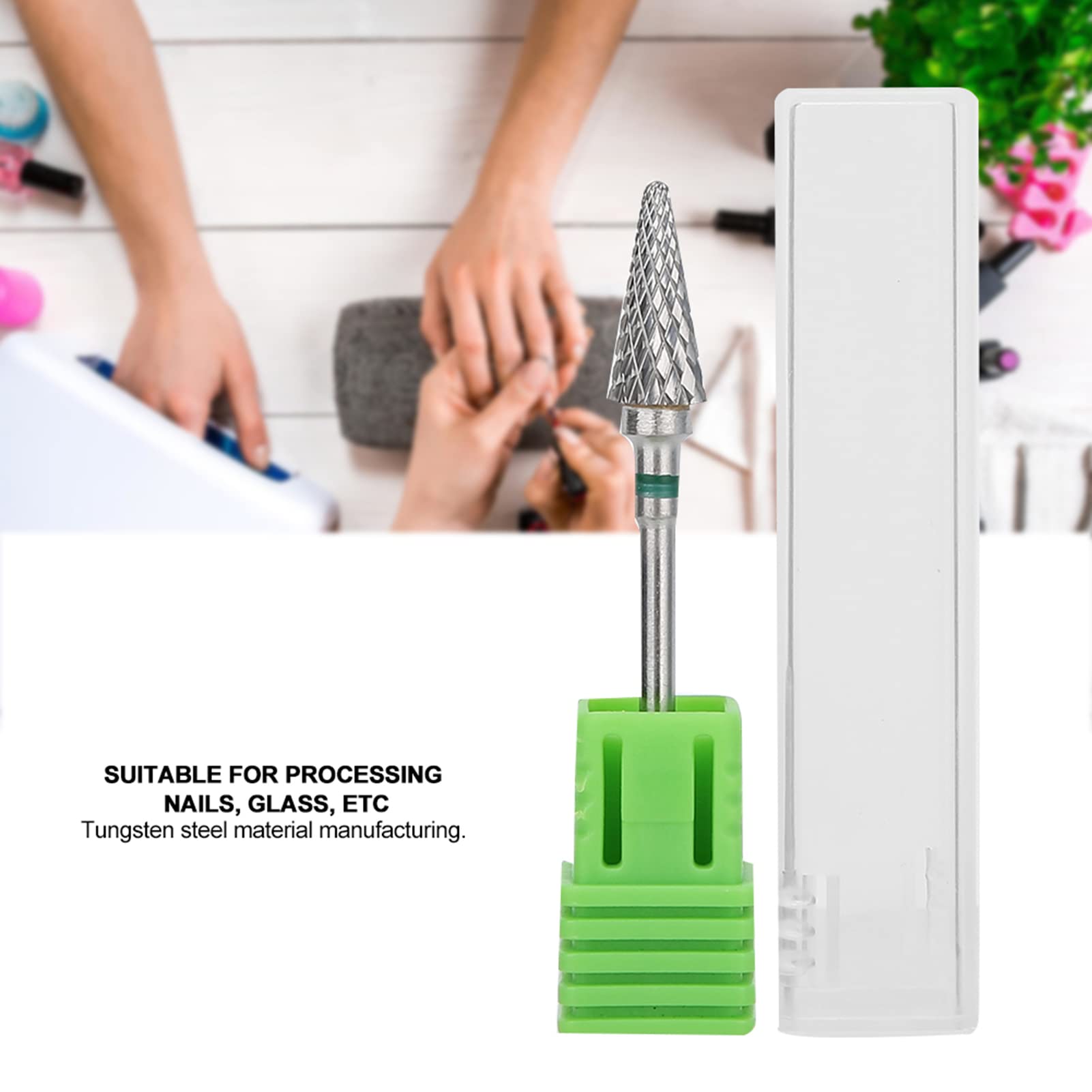 Joyzan Punte Fresa Unghie, Nail Drill Bit Manicure in Acciaio al Tungsteno Lucidare la Testa di Smerigliatura del Strumento Rimozione Gel Semipermanente Cuticola con Scatola per Pedicure Domestico