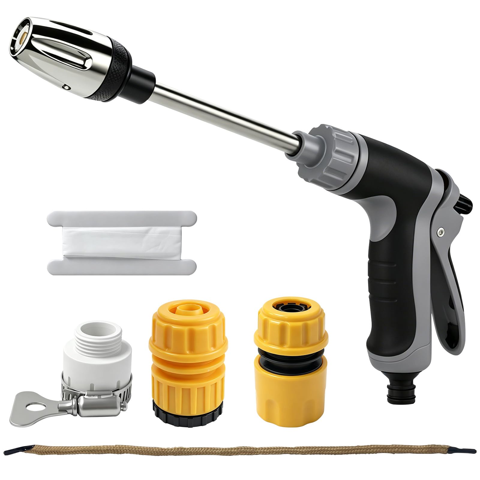 Pressure Washer Gun, High Pressure Washer Gun, Adjustable 360Β° Rotating 3 Modes Stainless Steel High Pressure Hose Nozzle, Suitable for Patios, Car, Driveways and Outdoor Areas