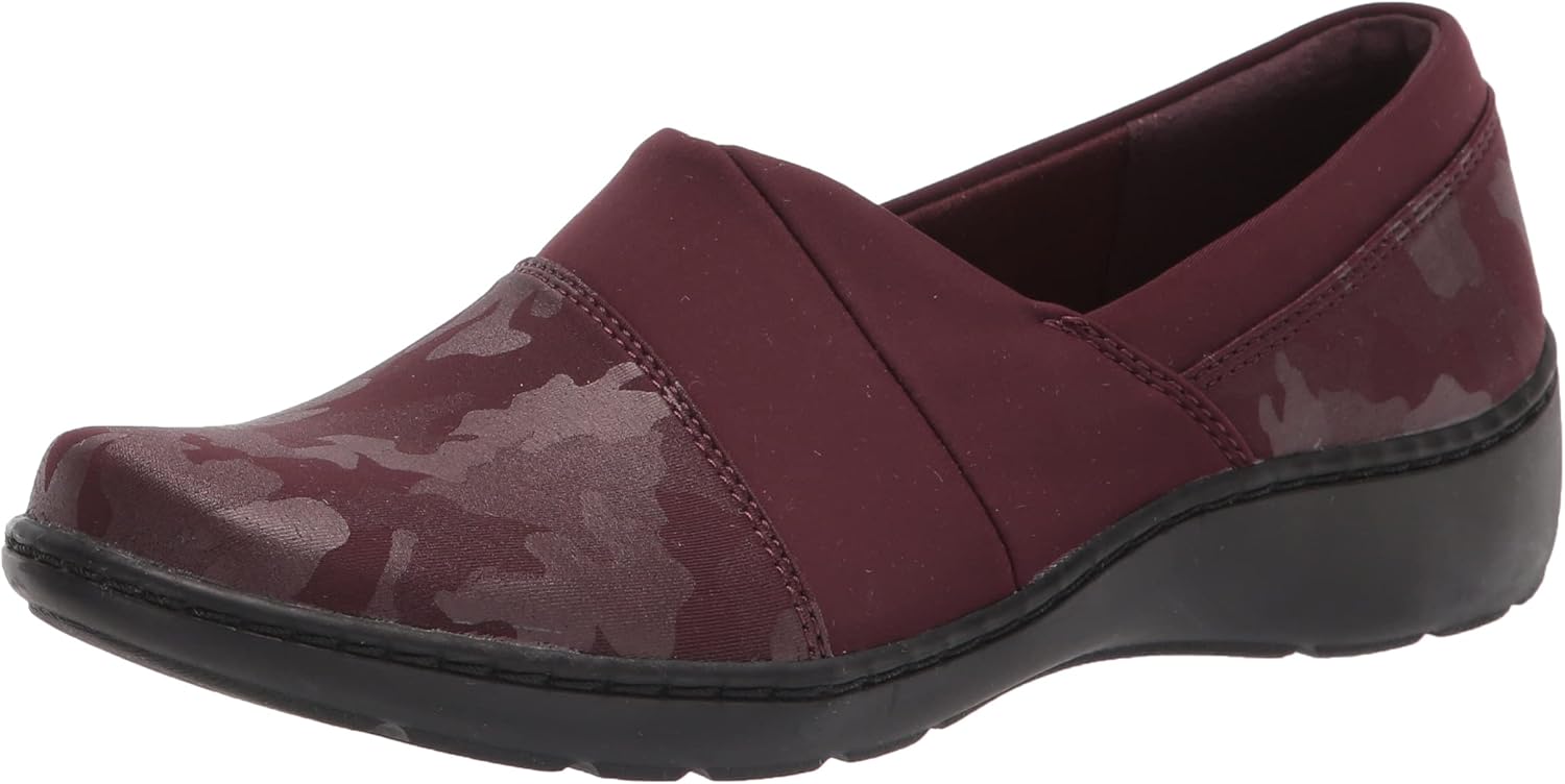 Clarks Women's Cora Heather Loafer, Burgundy Intrest, 9.5