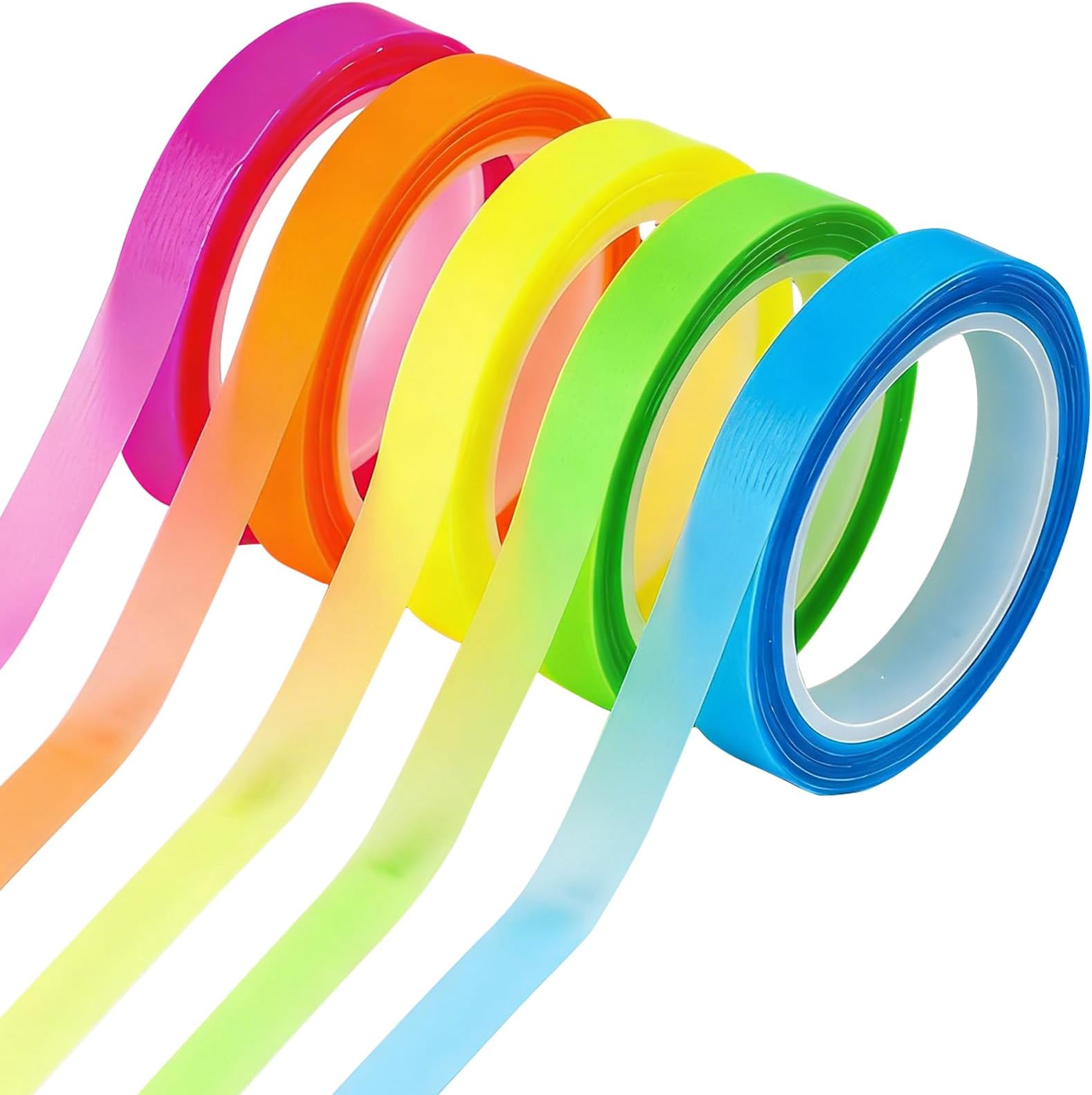5 Rolls of Sticky Notes Tabs, Transparent Sticky Notes, Highlight Strips, Fluorescent Adhesive Strips, Small Sticky Notes, Highlighter Tape for Notes, Books (5 m/Rolls)