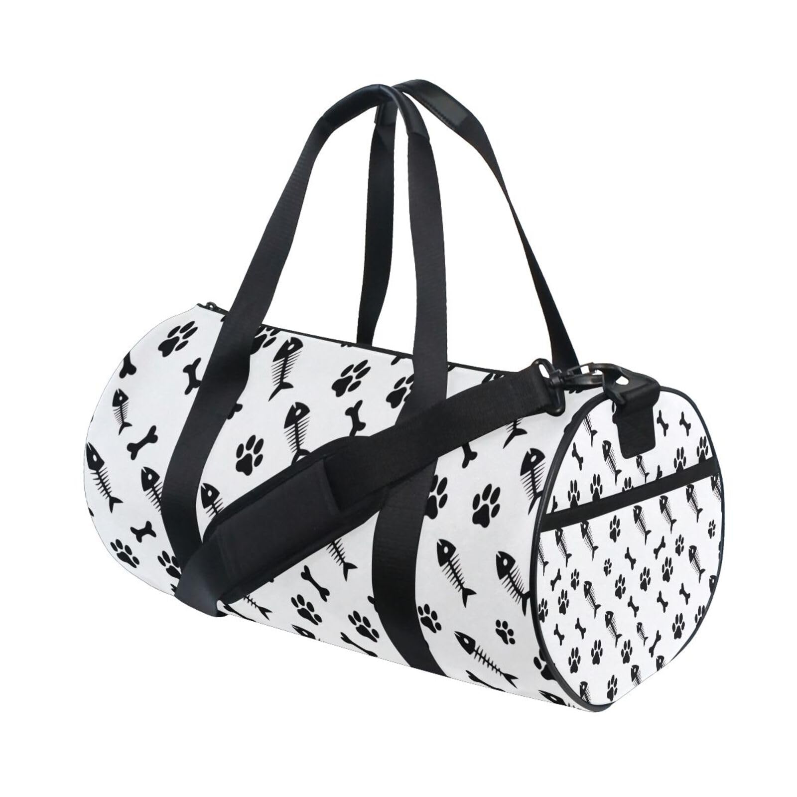 BOESI Doodle Fish Bone and Claw Travel Gym Bag, Lightweight Sports Bag, Hand-carrying and Shoulder-carrying, Suitable for Men and Women