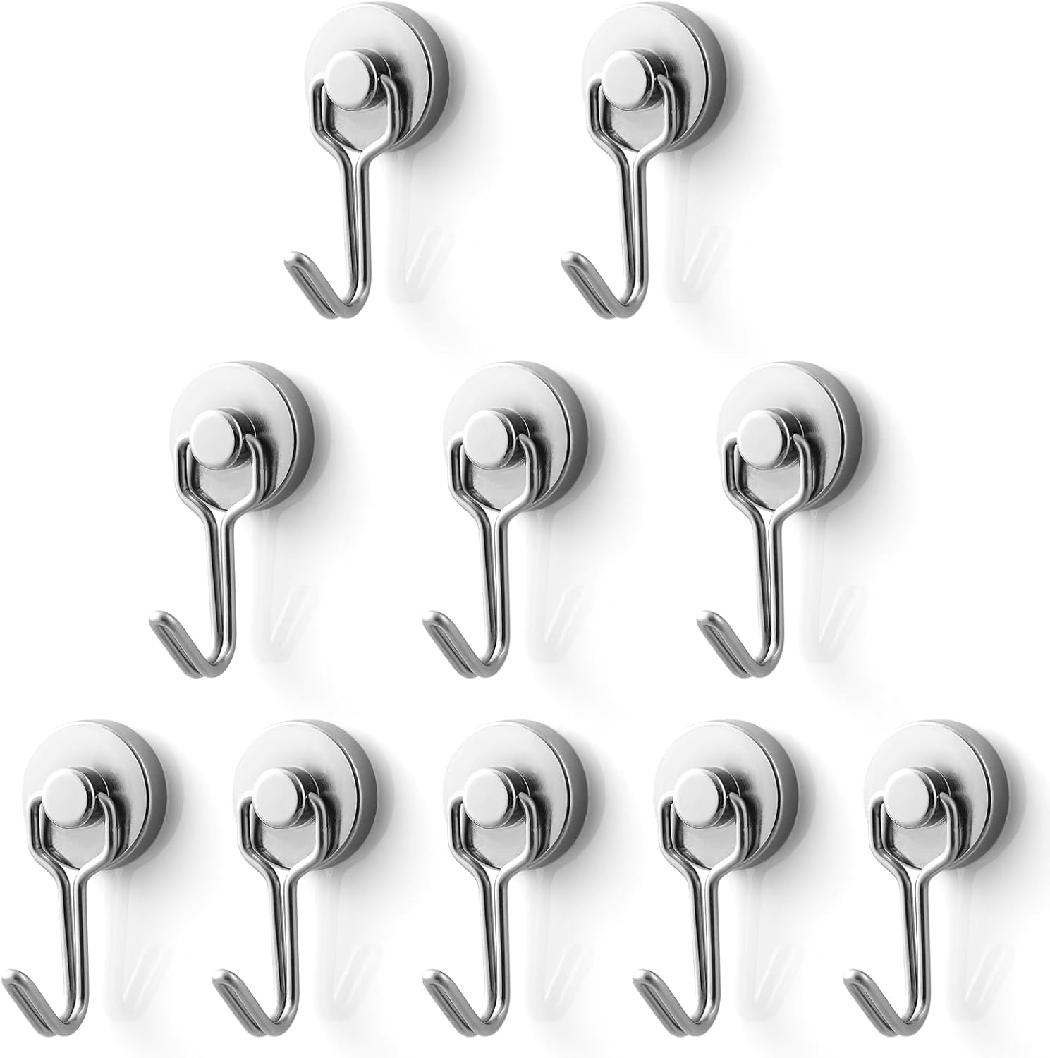 BTLIN Magnetic Hooks Strong, Heavy Duty Neodymium Magnets with Hook, Max Load 33 lbs, 10 Pack for Kitchen Fridge Grill Office Garage, 20MM