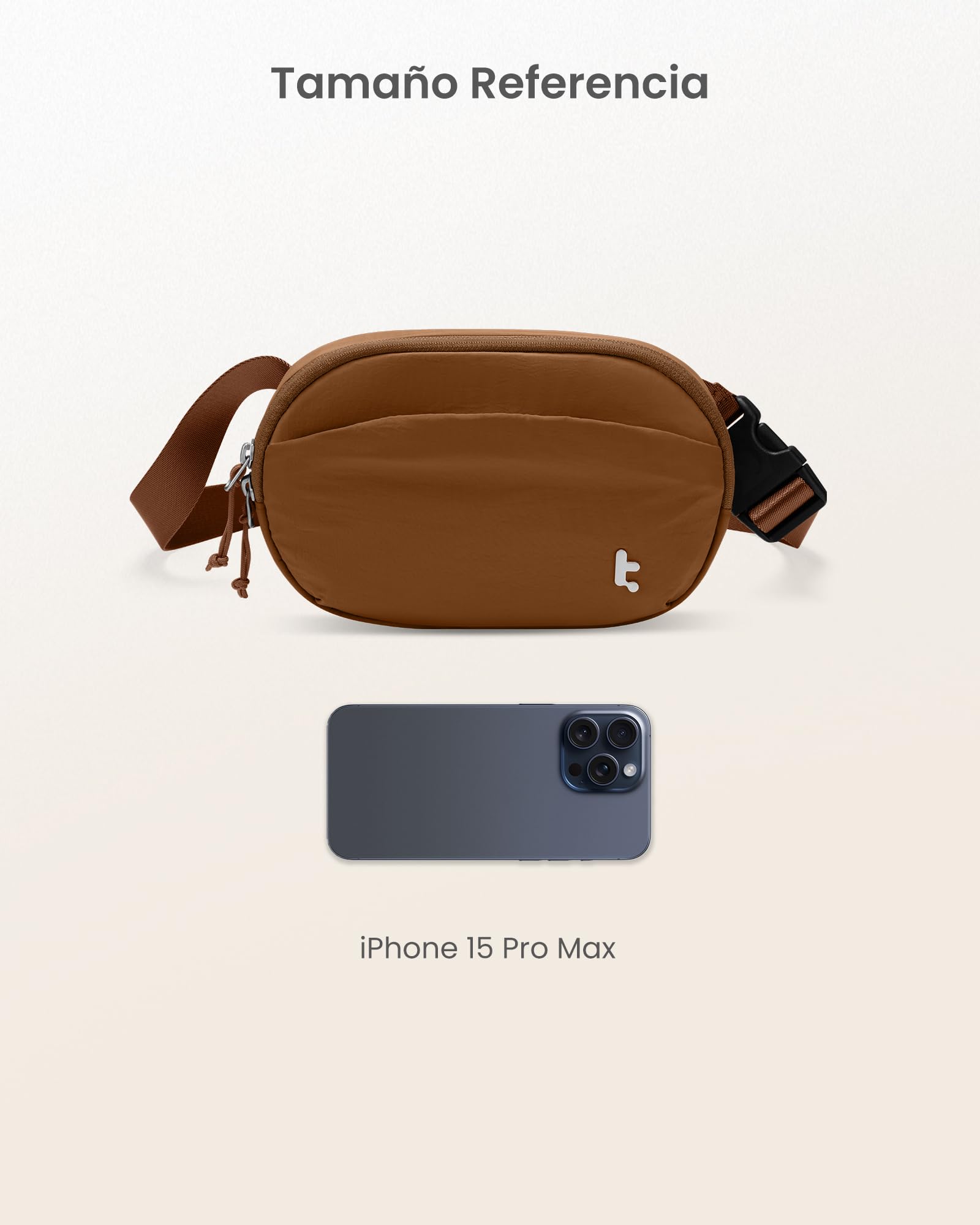 Tomtoc Bolso Bandolera Mujer con Protección RFID, 1,5L Impermeable Ligero, Uso Diario y Portátil de Viaje, Caramelo